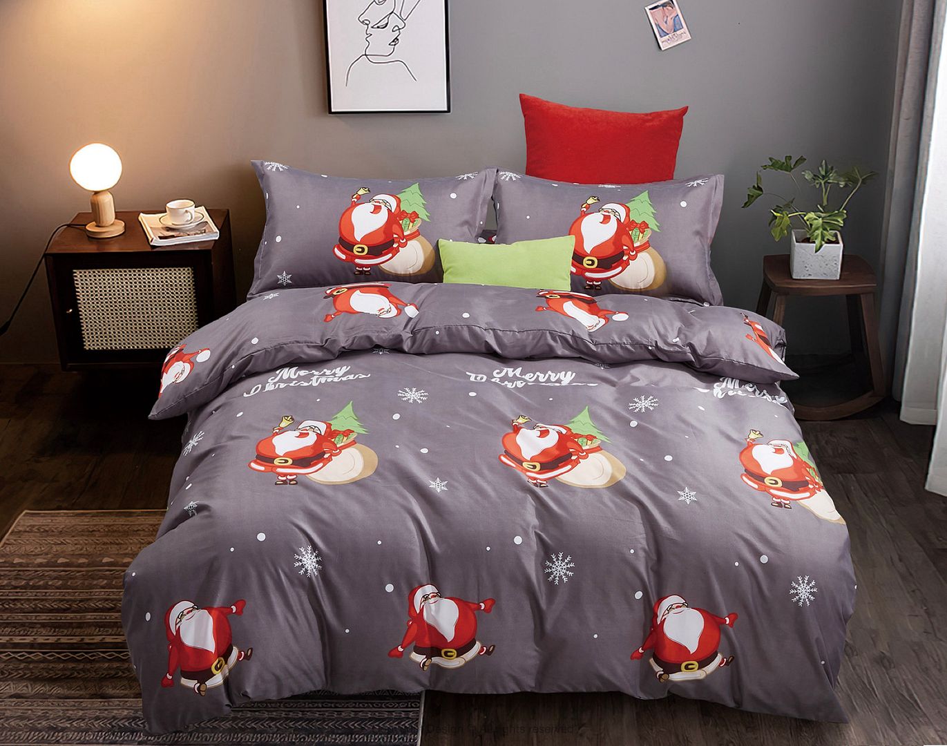 Christmas Santa Queen Size Quilt Cover Set - Festive Holiday Bedding for Winter Decor | Perfect for Guest Rooms, Master Bedrooms & Seasonal Home Styling
