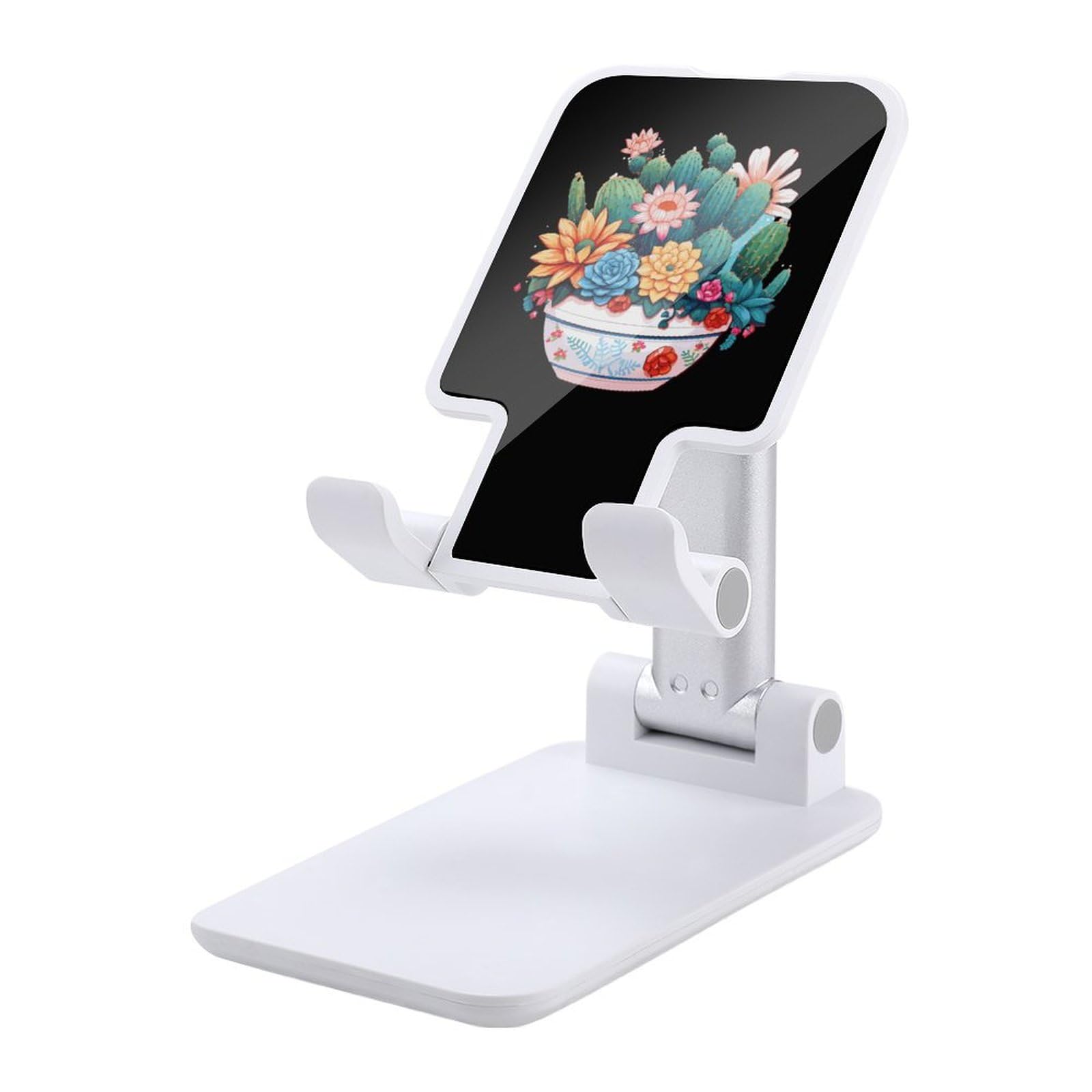 Foldable Cell Phone Stand for Desktop - Cute Succulent Cactus Design Phone & Tablet Holder - Perfect for Work, Study, and Video Calls