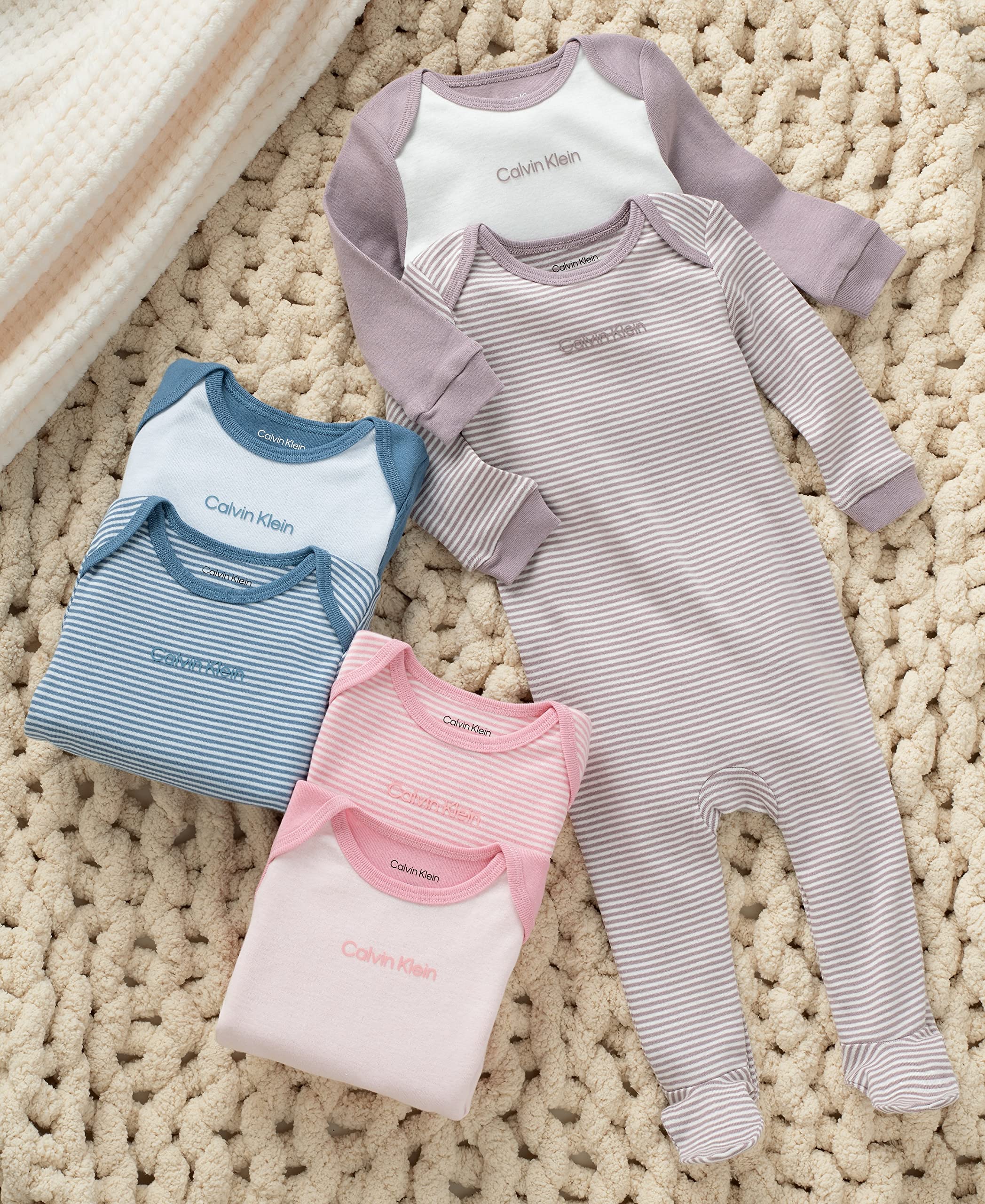 Calvin Klein Organic Cotton Baby Footed Coverall - Soft & Comfortable One-Piece Pajamas for Newborns & Infants - Perfect for Sleepwear, Playtime & Everyday Wear