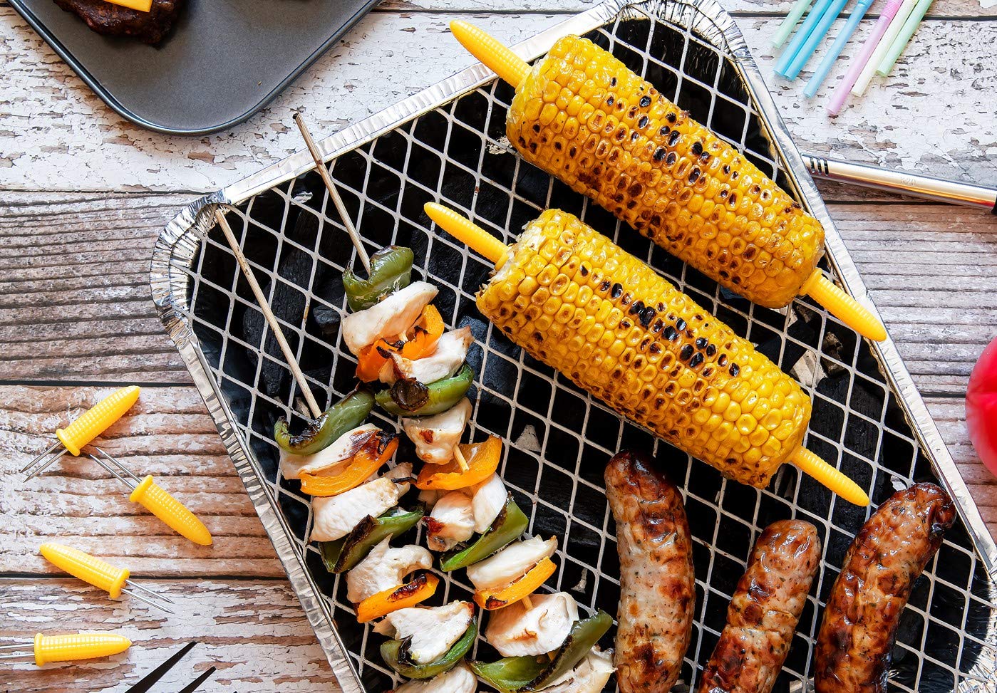 Stainless Steel Corn Cob Forks - Pack of 12 Skewer Style Corn Holders for BBQ, Grilling & Parties | Perfect for Summer Cookouts, Picnics & Buffet Dining