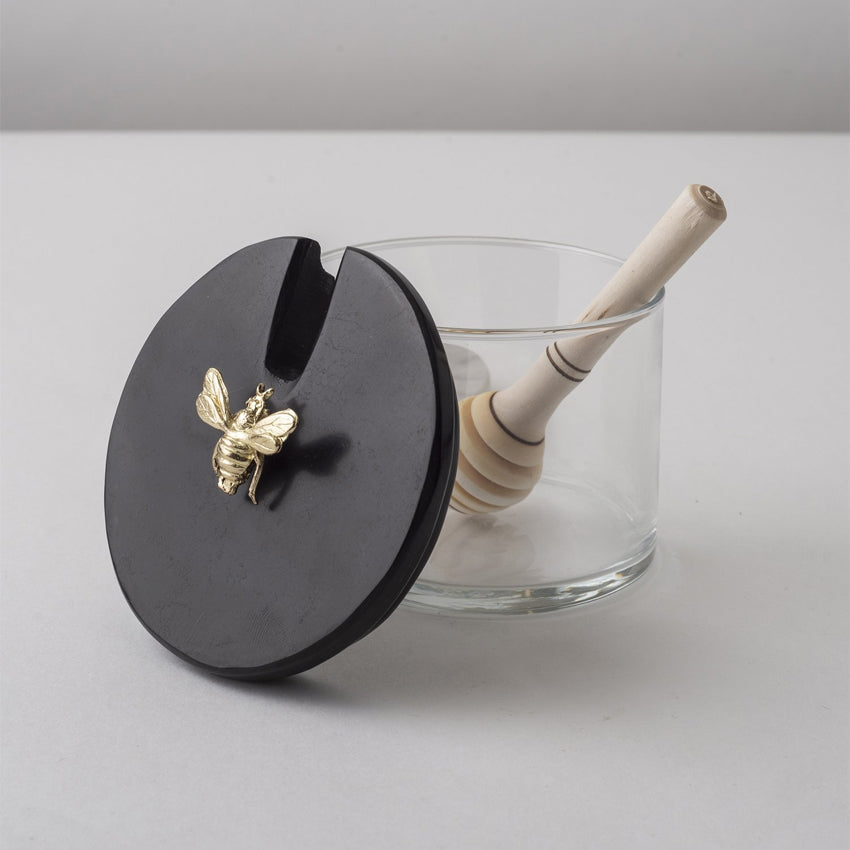 CDMX Design Bruci Beehive Honey Pot - Premium Ceramic Honey Jar with Wooden Dipper, Perfect for Tea, Toast & Gift Giving