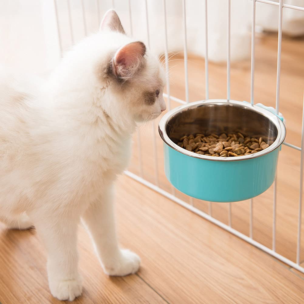 Love Dream Crate Removable Stainless Steel Hanging Pet Bowls - Large Blue Food & Water Feeder for Kennels, Cages & Coops - Perfect for Dogs, Cats, Rabbits & Small Animals | Durable & Easy-Clean for Indoor/Outdoor Use