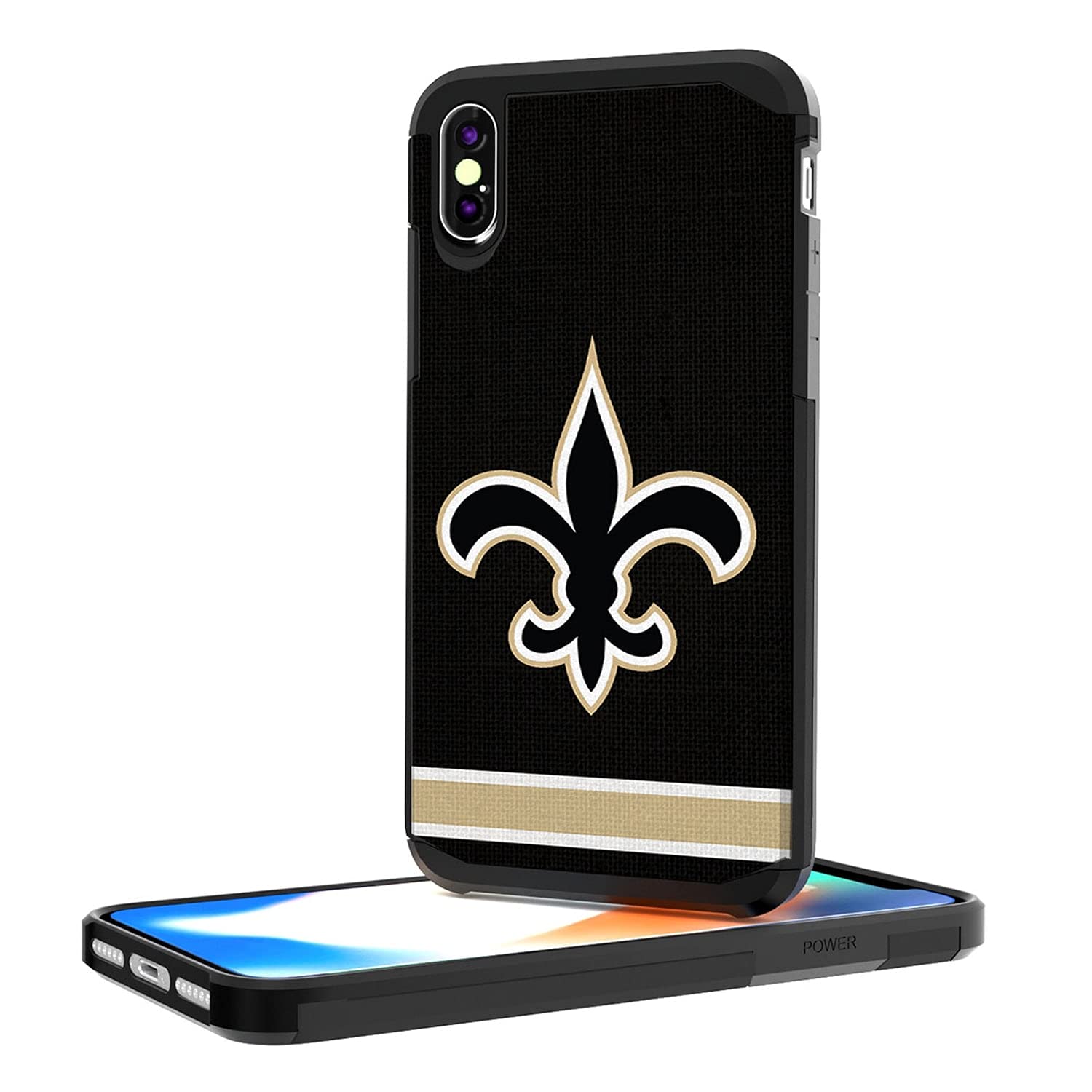 New Orleans Saints iPhone Case - Rugged Stripe Design Protective Cover for iPhone 14/13/12/11 Pro Max | Shockproof & Durable | Perfect for Football Games, Tailgating & Saints Fan Gifts