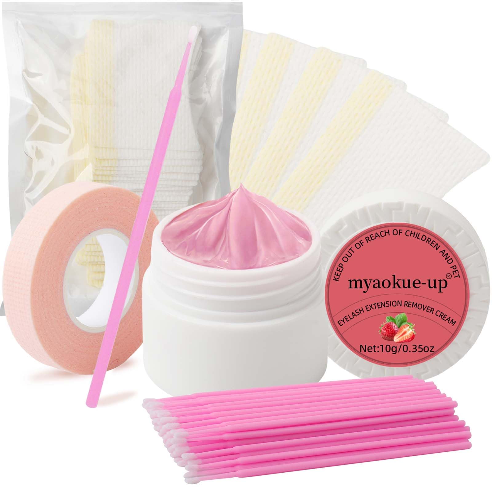 Professional Eyelash Extension Remover Kit - 10ML Strawberry Scented Lash Glue Dissolver for Salon & Home Use | Includes Eye Patch & Microswab Brushes | Gentle Formula, Fast Acting, No Irritation | Perfect for Lash Techs & DIY Beauty Enthusiasts