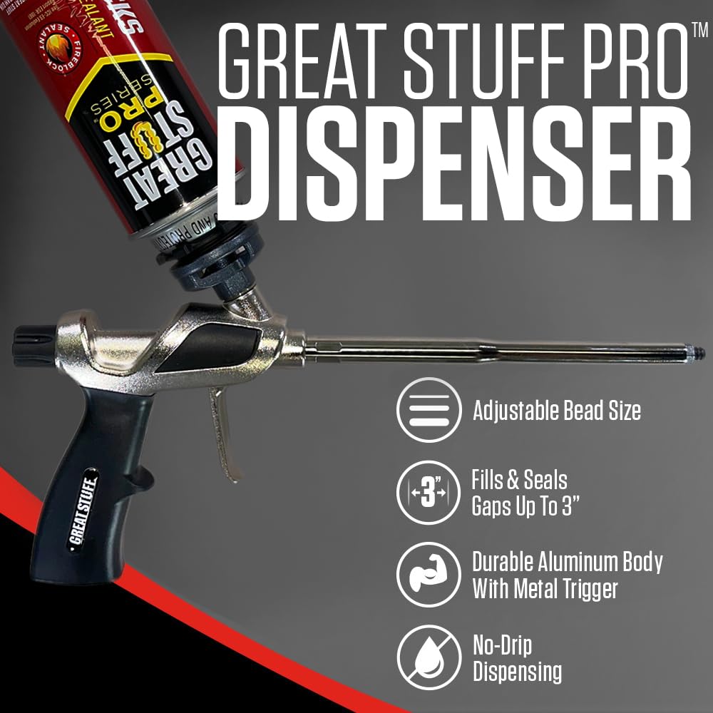 GREAT STUFF PRO Fire Rated Gaps & Cracks Spray Foam Insulation Kit (Orange) with Foam Gun, Gloves & Cleaner - Perfect for Home Insulation, Window Sealing & HVAC Ductwork