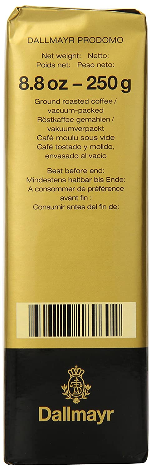 Dallmayr Prodomo Ground Gourmet Coffee - 8.8-Ounce Vacuum Pack (6-Pack) | Premium German Coffee for Home, Office & Gifts | Perfect for Espresso, Drip Coffee & French Press
