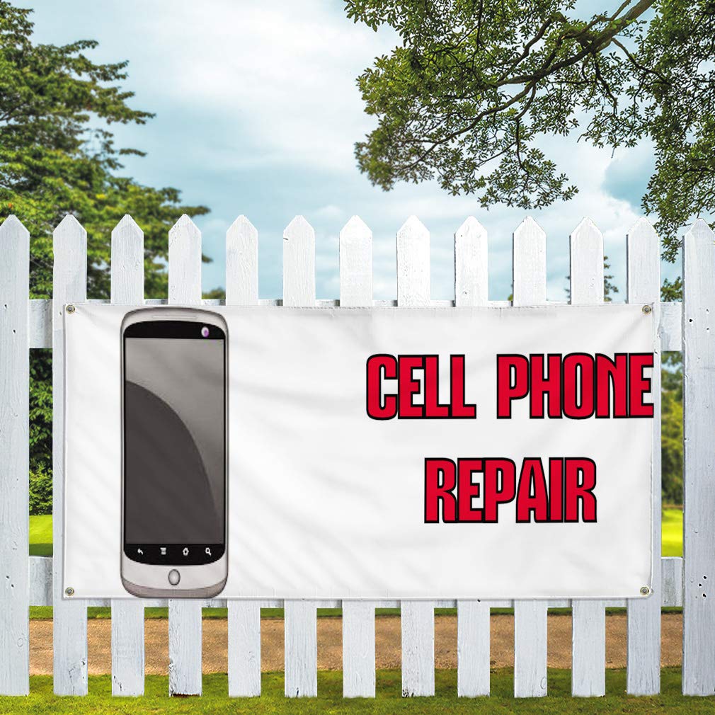 Durable 60x144 Inches Vinyl Banner for Outdoor Advertising, Yard Signs & Cell Phone Repair - Weatherproof with 10 Grommets - Perfect for Retail, Industrial & Event Signage