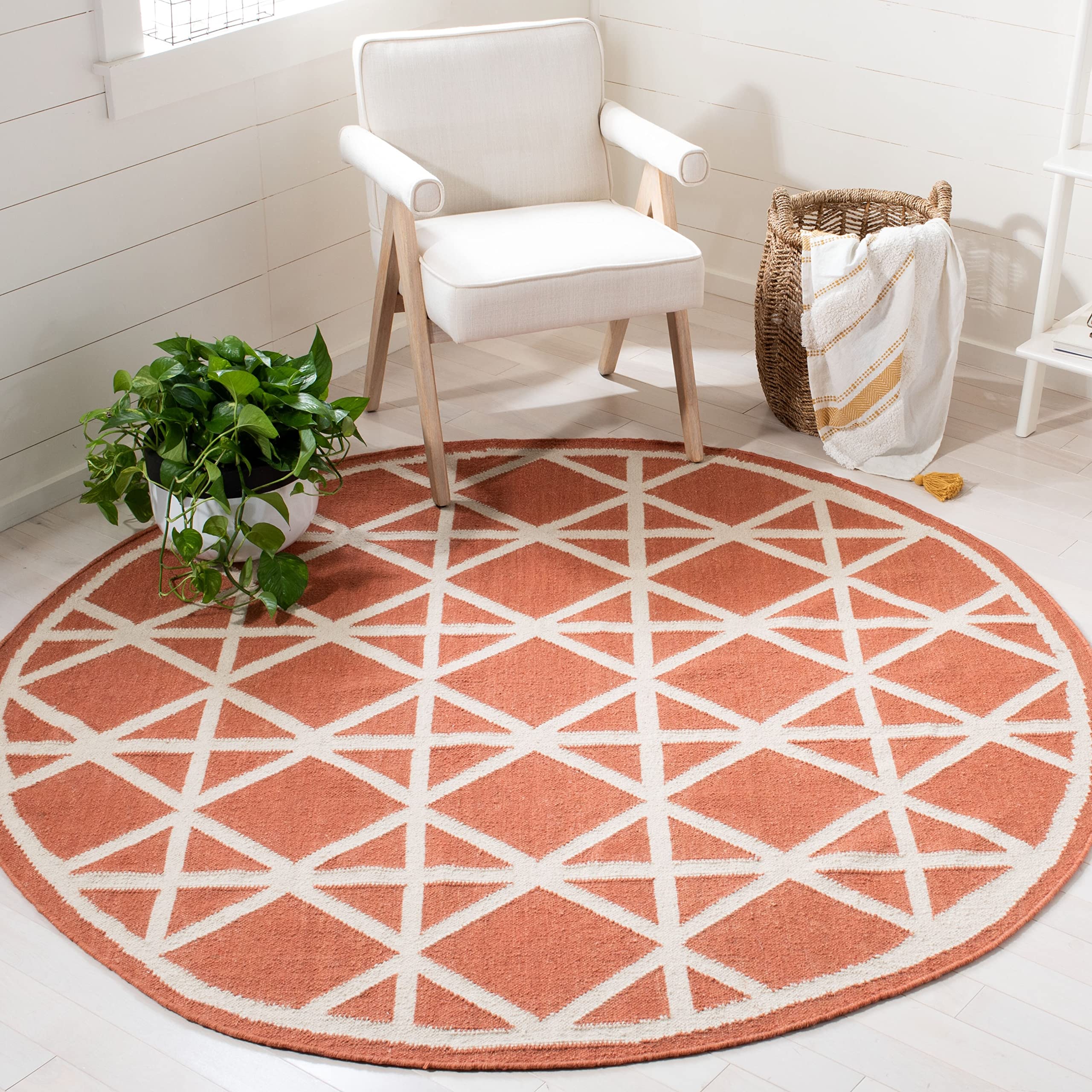 Safavieh Dhurries 5' x 8' Handmade Purple and Ivory Area Rug - Boho Chic Home Decor for Living Room, Bedroom & Dining Room