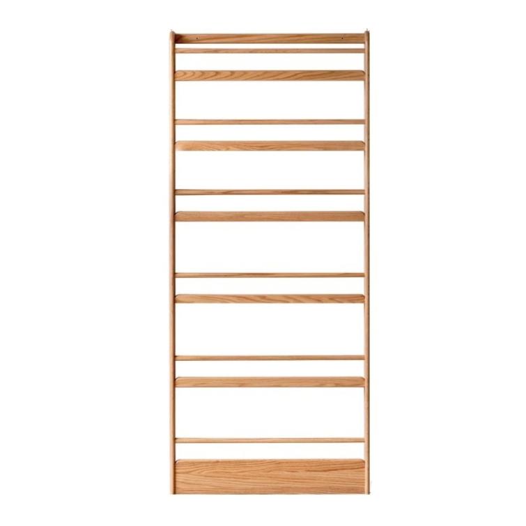 Solid Oak Wood Wall-Mounted Ultra-Thin Bookshelf - Modern Floating Shelf for Living Room, Bedroom, or Office Storage & Display