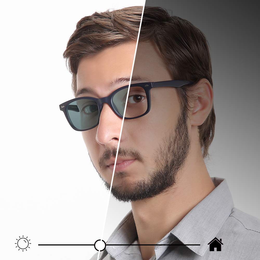 YEIN Blue Light Blocking Glasses - Photochromic Gray Sunglasses for Women & Men | Anti-Eyestrain Computer & Reading Glasses | Perfect for Office Work, Gaming & Screen Time