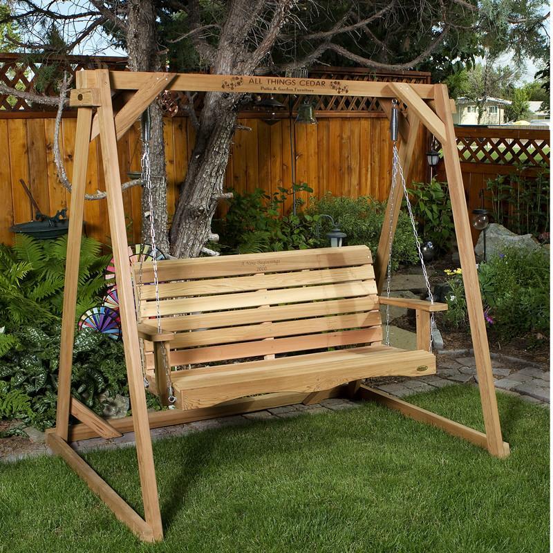 All Things Cedar A-Frame Swing Set with Wooden Frame - Perfect for Backyard Playgrounds, Kids Outdoor Activities, and Family Fun