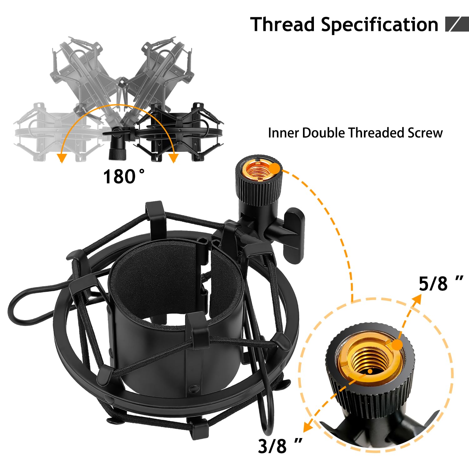 Premium Adjustable Metal Microphone Stand with Shock Mount - Compatible with Audio-Technica AT2020, AT2020USB+, AT2035, ATR2500x Condenser Mics | Studio & Home Recording Setup | Frgyee