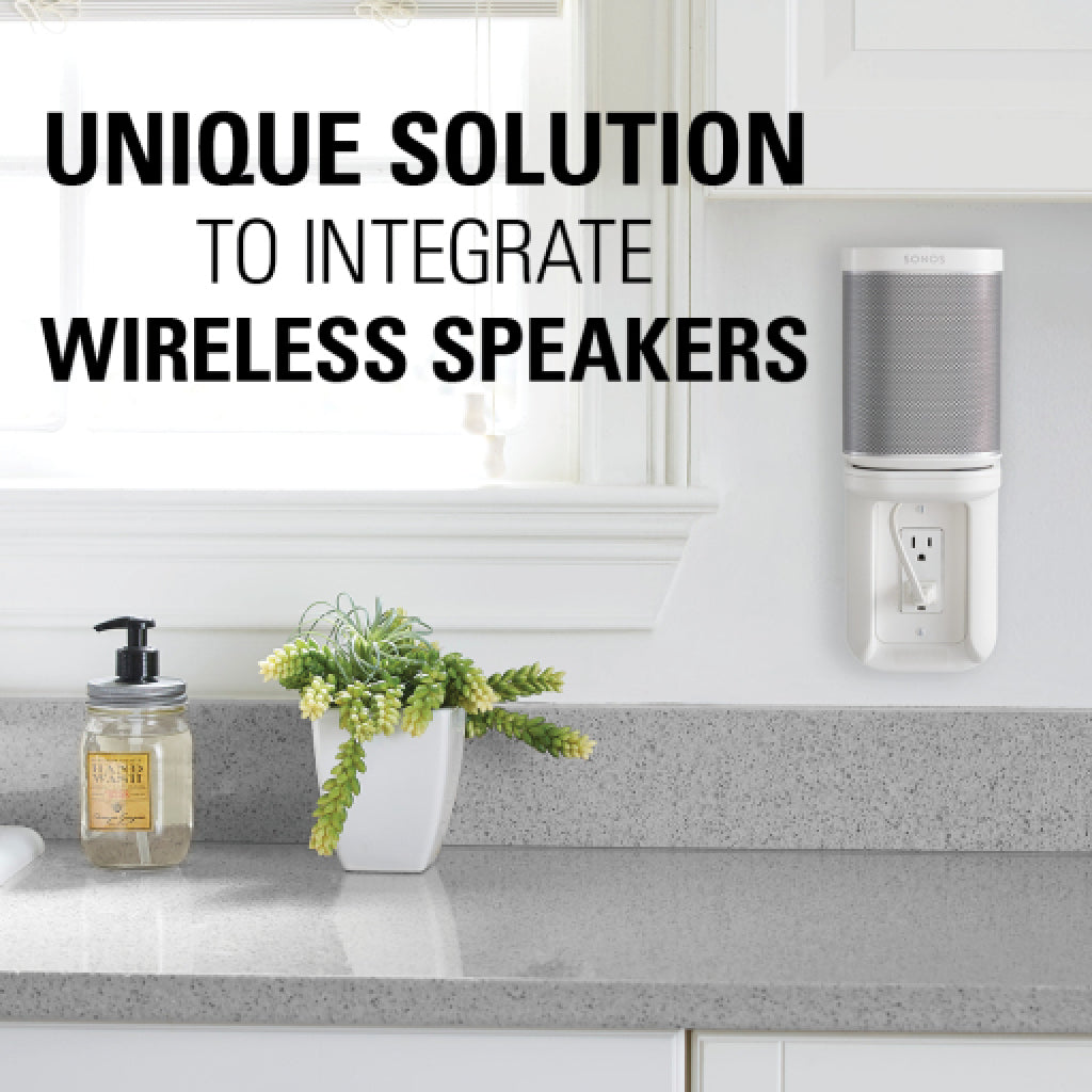 Sanus WSOS1 Wall Mount Shelf for Sonos One Speaker - Secure Outlet Shelf for Home, Office, or Kitchen Audio Setup