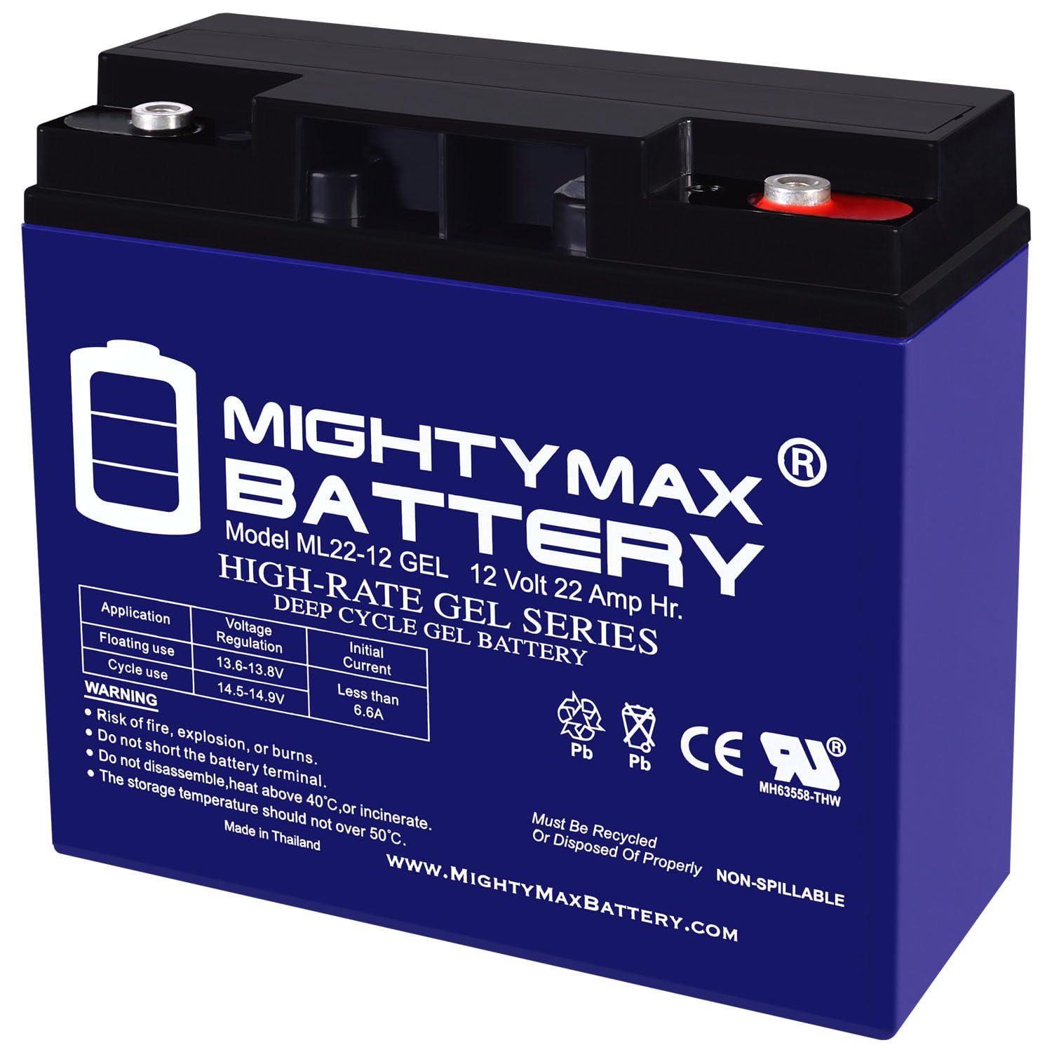 Mighty Max 12V 22AH GEL Rechargeable Battery for Electric Mobility Scooters - Compatible with Rascal Veo X, Power Chairs & Wheelchairs - Perfect for Indoor/Outdoor Use, Travel & Daily Commuting