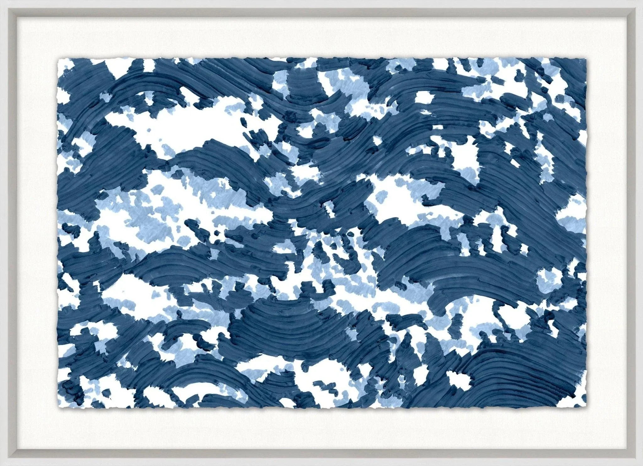 Dappled Waves Blue Framed Wall Art - Modern Ocean Themed Canvas Painting for Living Room, Bedroom & Office Decor