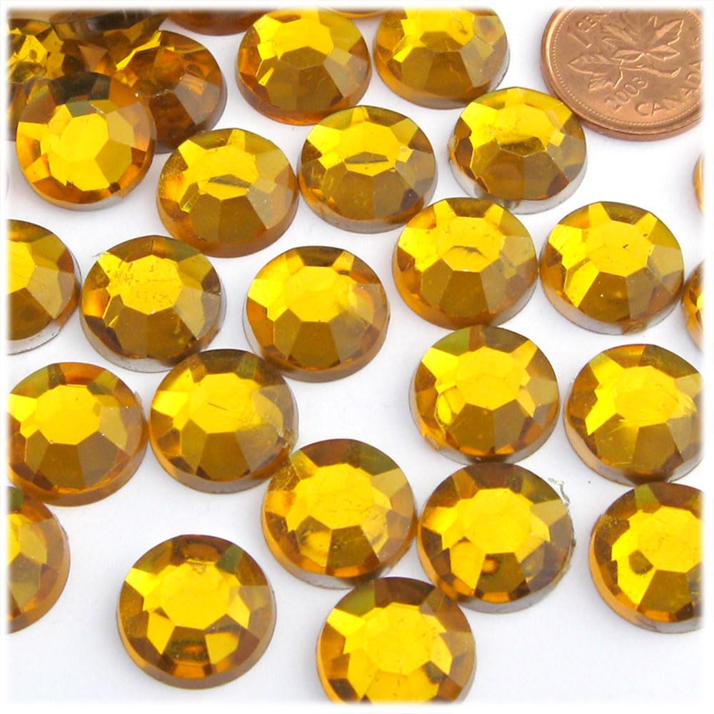 72-Piece 14mm Round Rhinestones Flat Back Golden Yellow for DIY Jewelry, Crafts, and Nail Art - The Crafts Outlet
