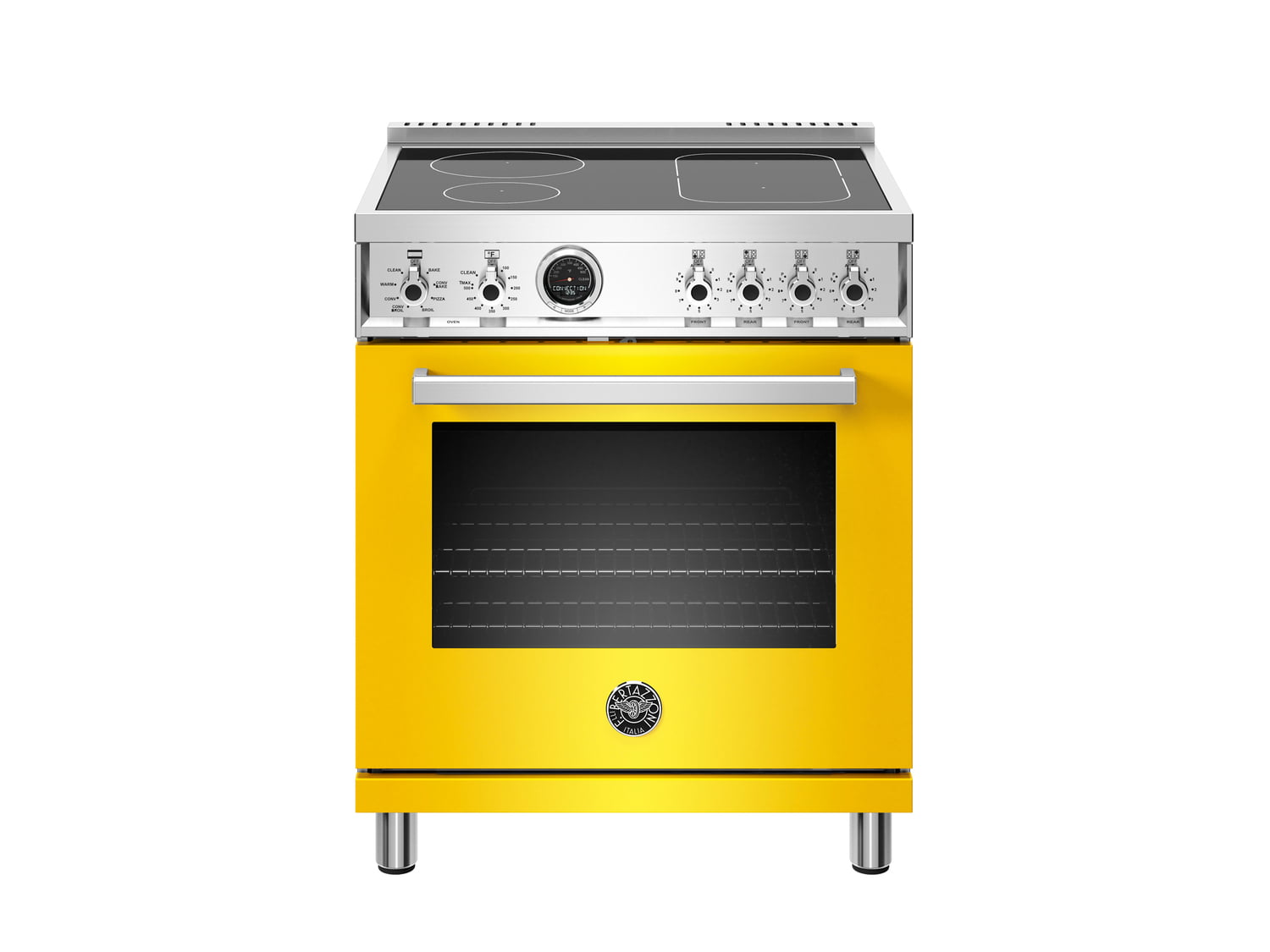 Bertazzoni PROF304INSGIT 30 Inch Induction Range with 4 Heating Zones & Self-Cleaning Electric Oven in Giallo Yellow - Perfect for Modern Kitchens & Professional Cooking