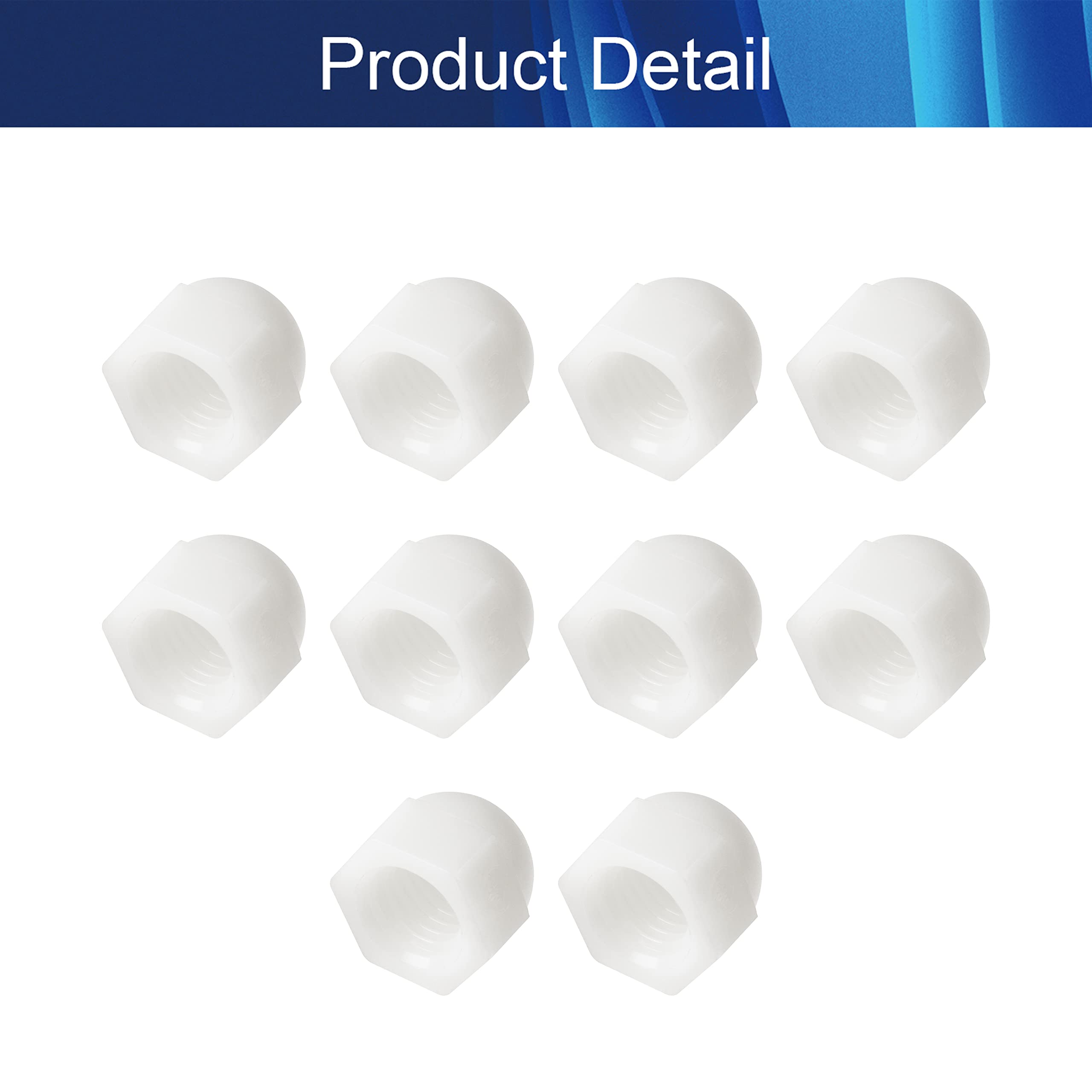 Hex Cap Nuts M10 - Nylon Decorative Crown Locknuts (10Pcs) for Furniture & DIY Projects