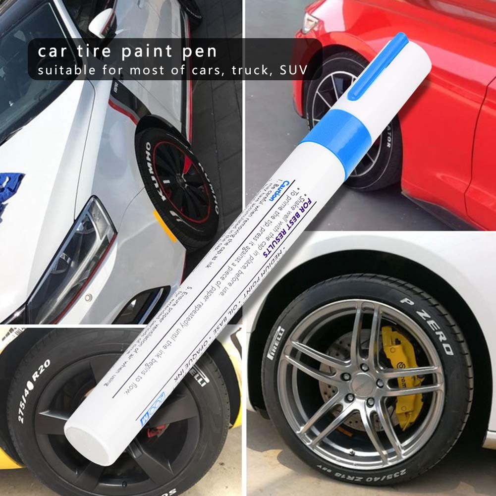 Premium Waterproof Car Tire Paint Pen - Professional Blue Tire Lettering Marker for Cars, Trucks & Motorcycles - Perfect for Custom Designs, Touch-Ups & DIY Projects