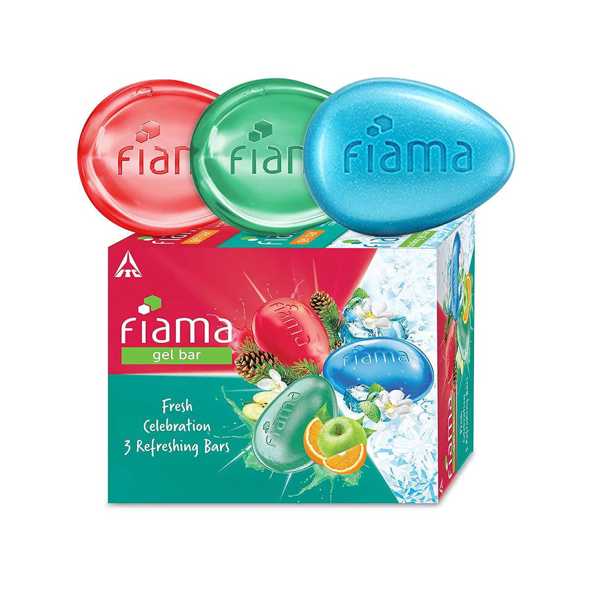 Fiama Gel Bathing Bar Fresh Celebration Pack - 3 Unique Moisturizing Soap Bars with Skin Conditioners for Soft & Hydrated Skin, 125g Each (Pack of 3) | Perfect for Shower, Spa Day & Gift Giving