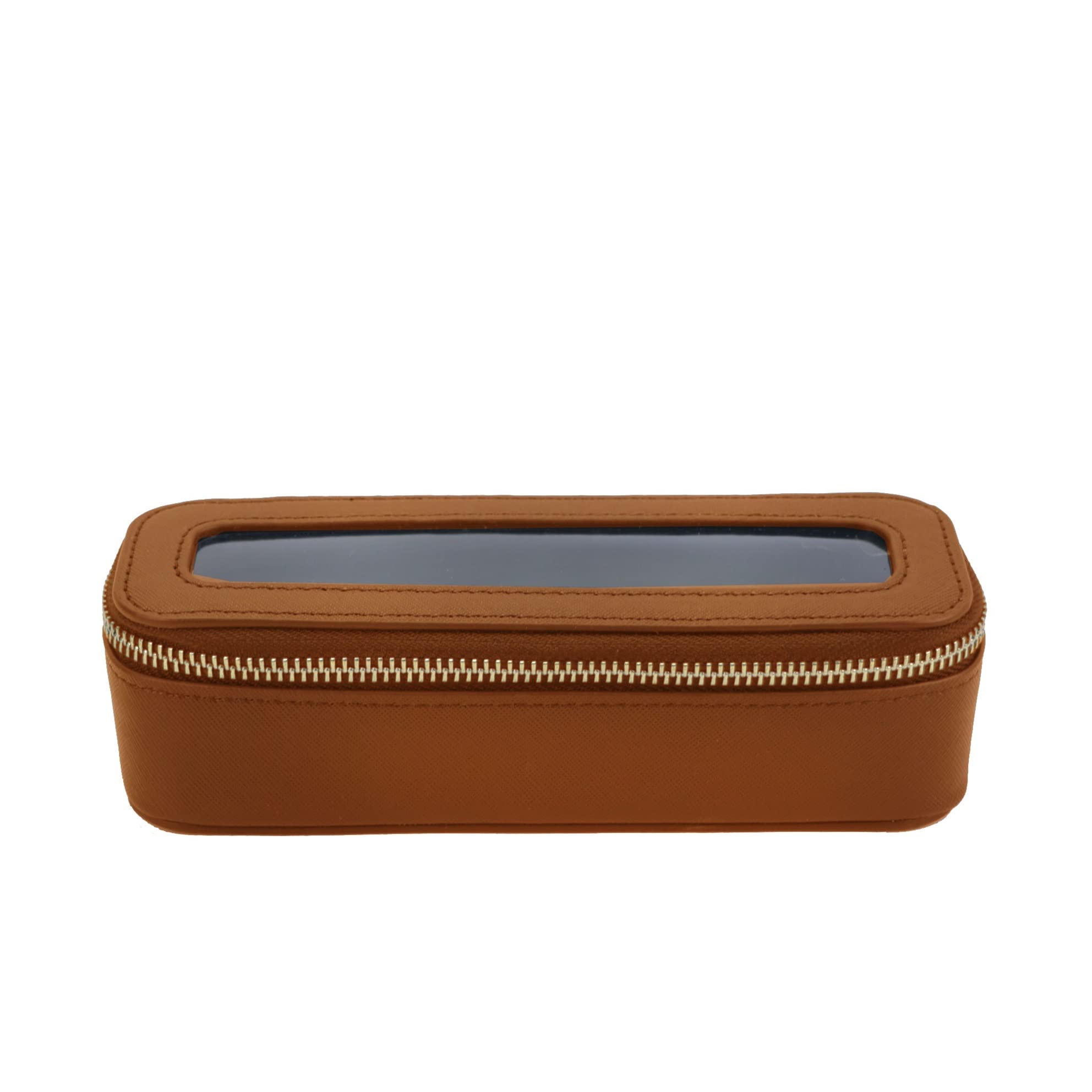 Waterproof Clear Travel Makeup Pouch with Zipper - Portable Cosmetic Brush Bag & Toiletry Organizer for Women (Brown 5168) | Perfect for Air Travel, Gym, Beach & Daily Essentials Storage