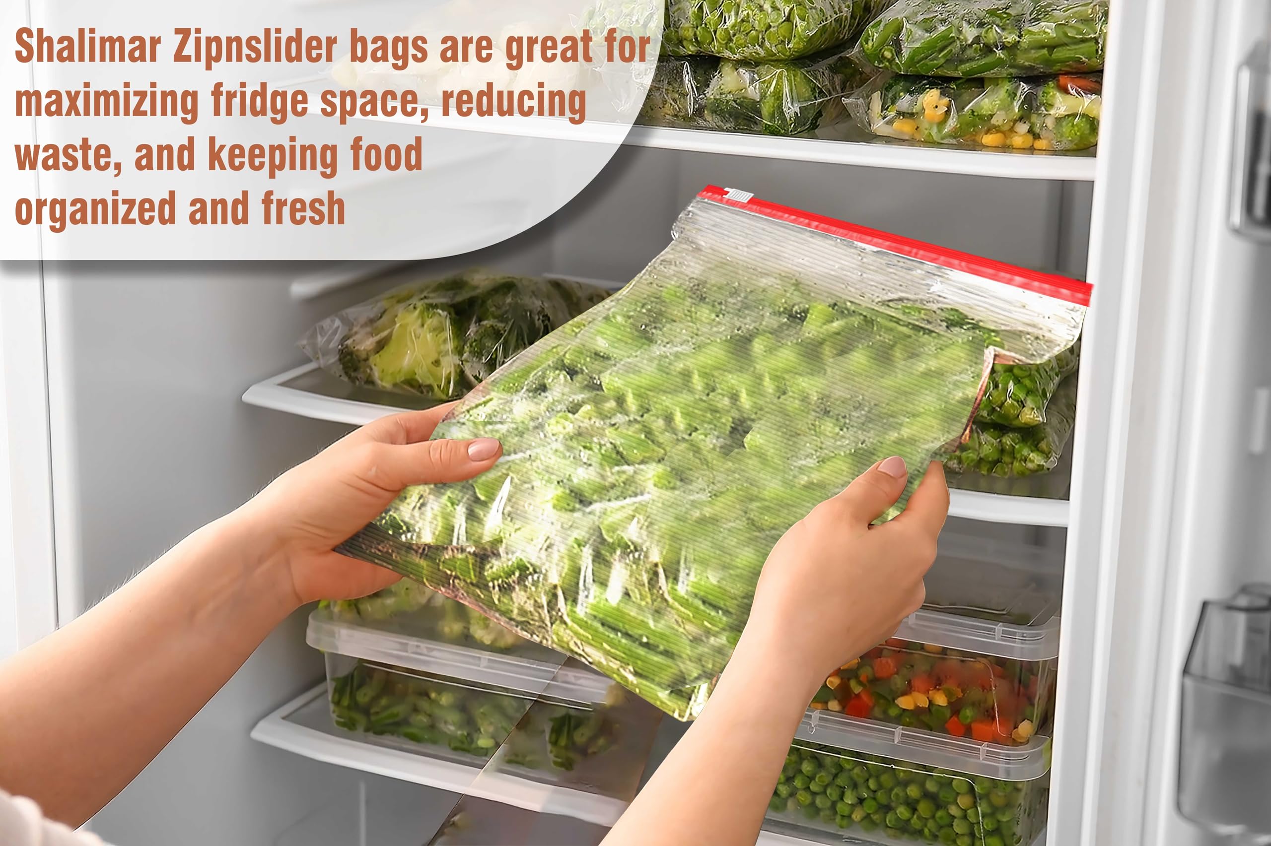 Shalimar Small Plastic Zip 'N' Slider Bags 20x20cm - Reusable, Reclosable Zipper Lock Storage Bags for Vegetables, Fridge, Snacks & More (Pack of 45, 3 Sets) - Perfect for Meal Prep, Freezer Storage & Travel Organization