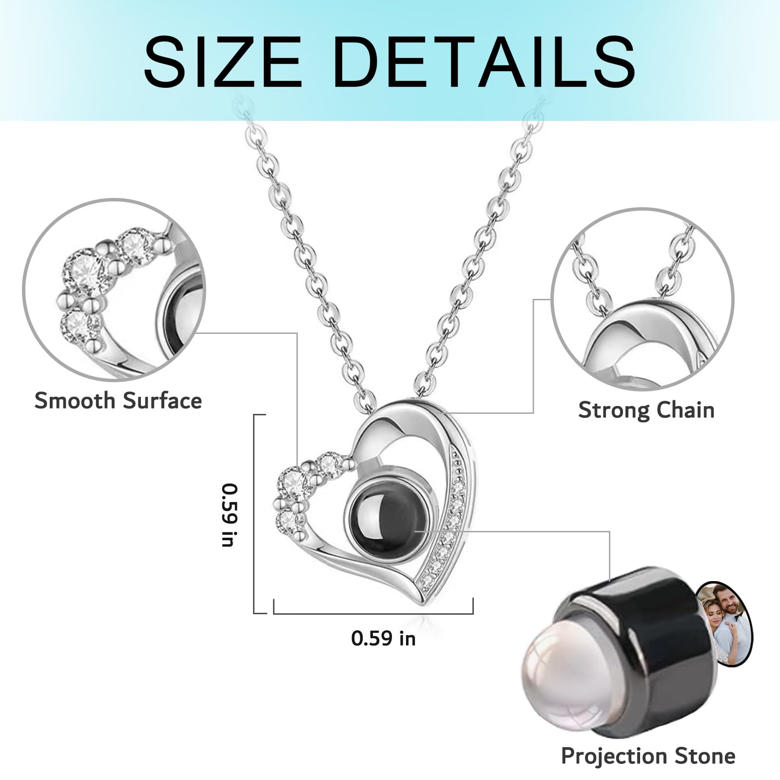 Personalized Picture Necklace for Women - Custom Photo Projection Pendant Jewelry - Round Engraved Memorial Gift for Girlfriend, Wife, Mother, Daughter - Perfect for Birthday, Anniversary & Special Occasions