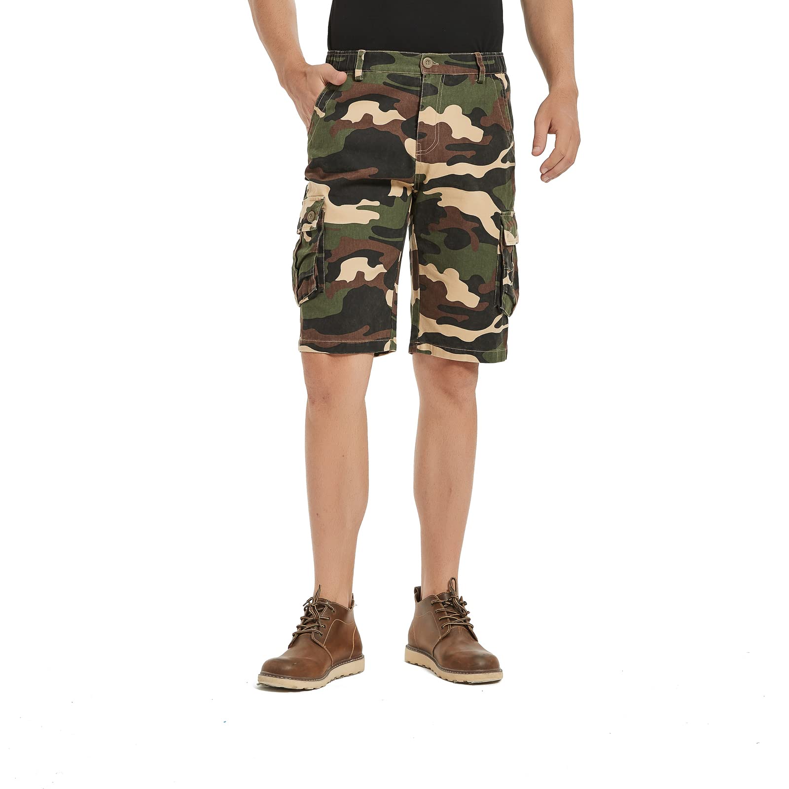 Zeetoo Men's Camo Cargo Shorts - Classic Relaxed Fit Outdoor Shorts with Multiple Pockets | Perfect for Hiking, Camping & Summer Adventures
