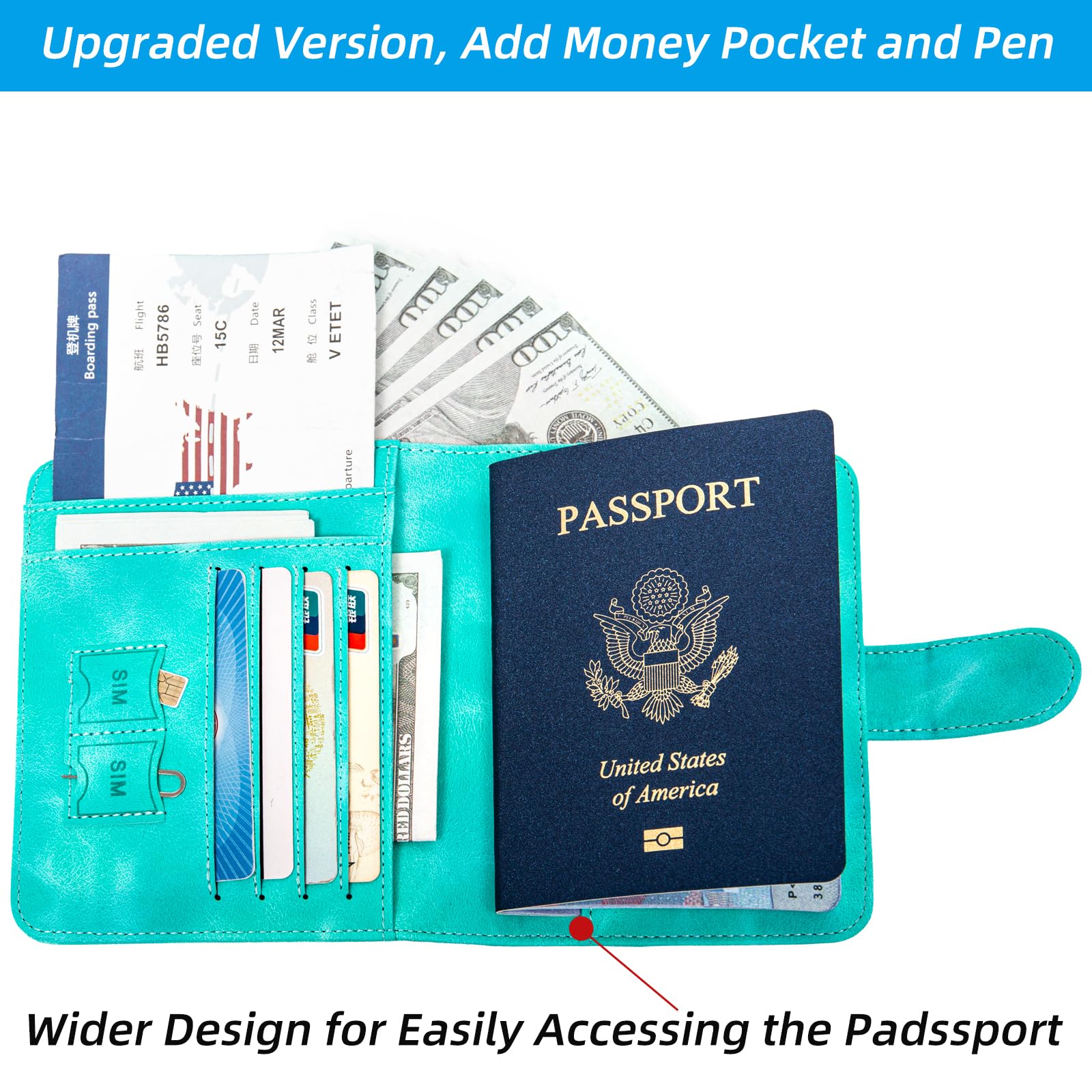 Premium RFID Blocking Passport Holder & Travel Wallet for Women & Men - Secure Aquamarine Passport Cover for International Travel - Perfect for Airports, Vacations & Business Trips