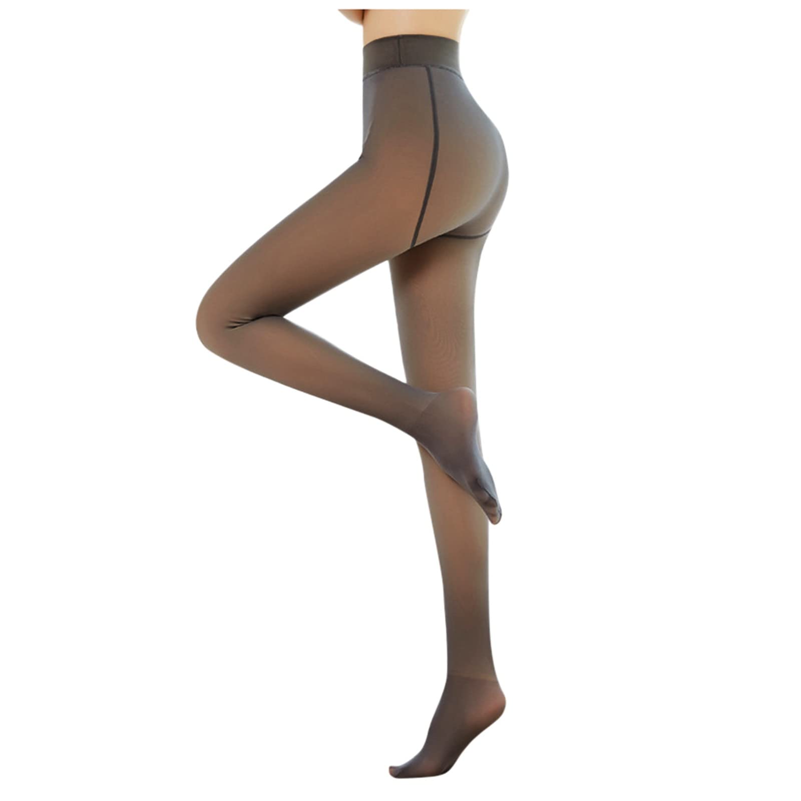 Nevera Women 2PCS High Waist Fleece Lined Leggings - Thin Skin Tone Foot Socks, Nudie Tights for Winter Warmth, Yoga, Workout & Daily Wear