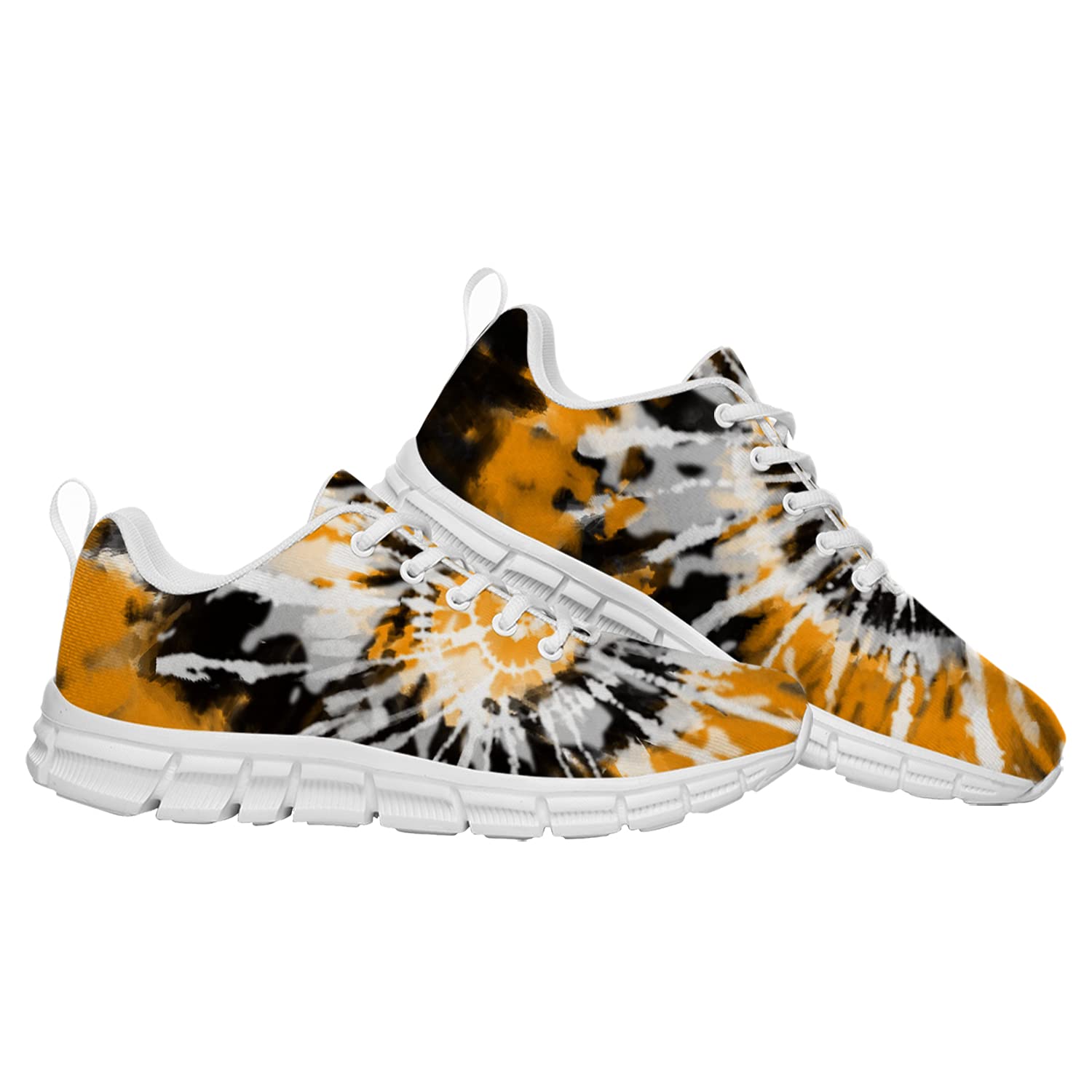 Trendy Yellow Tie-Dye Sneakers for Men & Women - Lightweight Breathable Tennis Shoes for Outdoor Activities - Perfect Gifts for Mom, Ladies & Men - Size 9 (Men) & 10.5 (Women) - Ideal for Running, Walking & Casual Wear