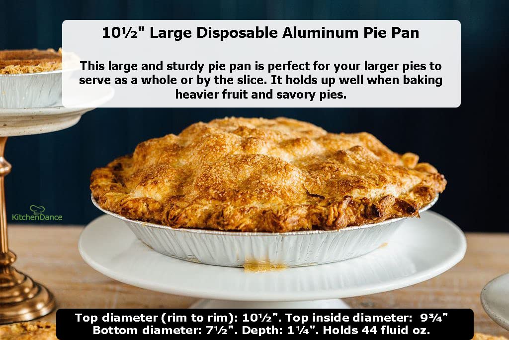 KitchenDance 11-Inch Disposable Aluminum Pie Pans - Heavy Duty Silver Foil Baking Pans for Pies, Quiches & Desserts | Nonstick, 100-Pack | Perfect for Holiday Baking, Potlucks & Meal Prep