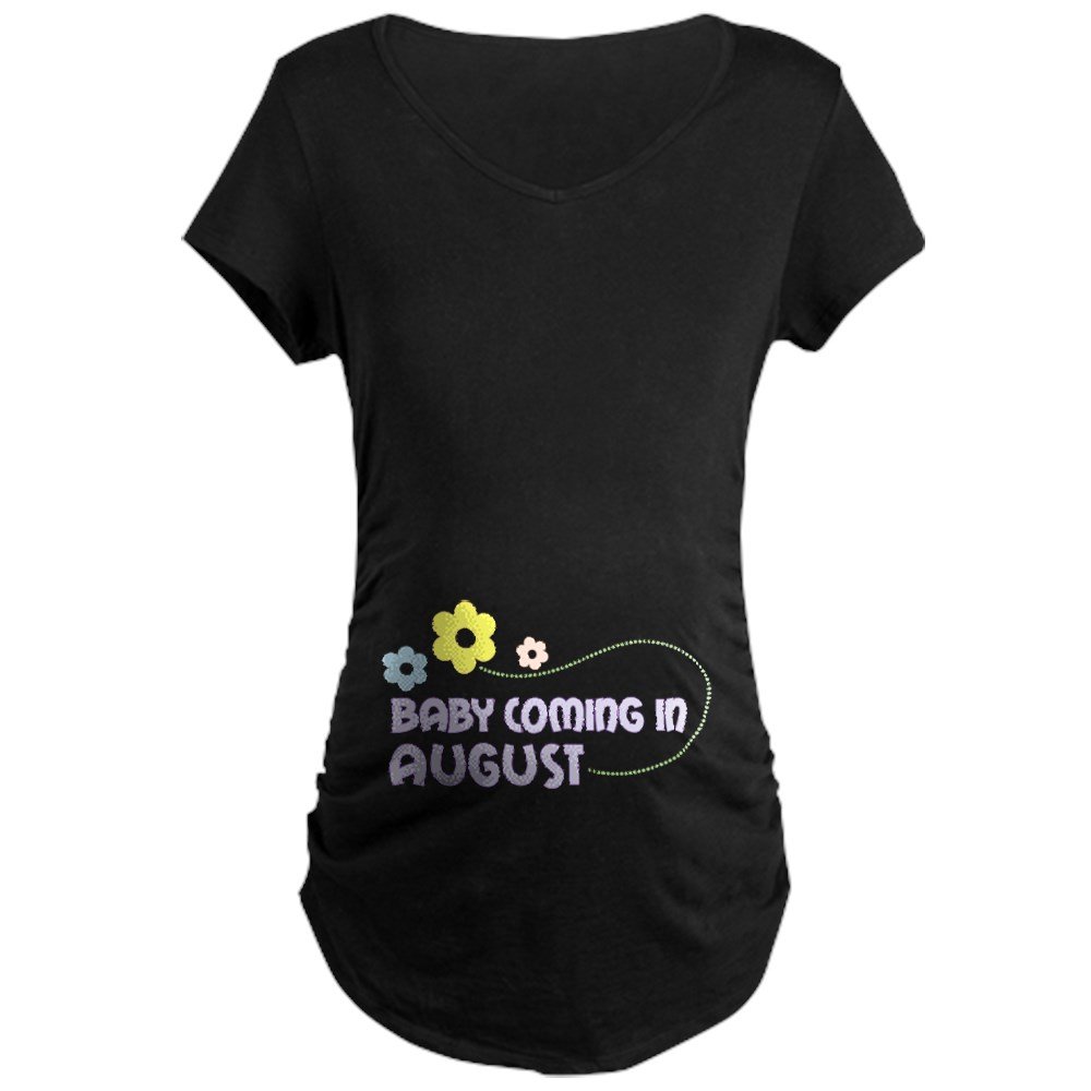 Due in August Maternity Dark T-Shirt - Comfortable Pregnancy Tee for Expecting Moms | Perfect for Baby Showers, Maternity Photos & Everyday Wear