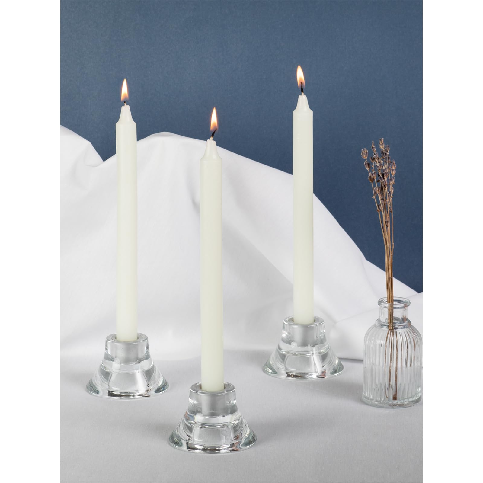 Premium Ivory Taper Candles 12 Inch (Pack of 4) - Unscented Dripless Dinner Candles for Romantic Dining, Wedding Centerpieces & Holiday Decor - Slow Burning Smokeless Long Candlesticks for Tables & Home Decor