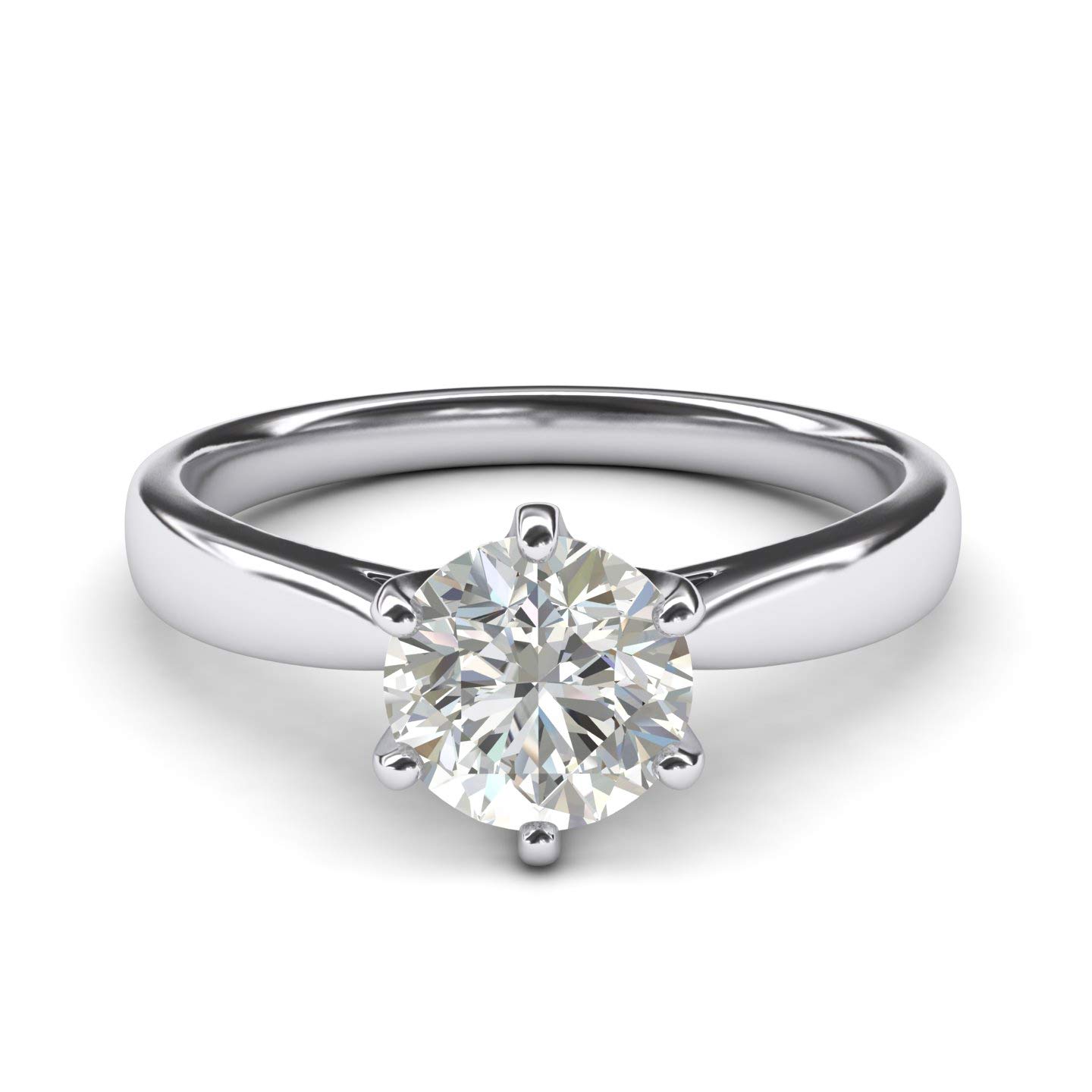 14K White Gold 2.0 CT Solitaire Simulated Diamond Engagement Ring for Women - Classic 6-Prong Bridal Wedding Band, Promise Ring - Perfect for Proposals, Anniversaries & Special Occasions