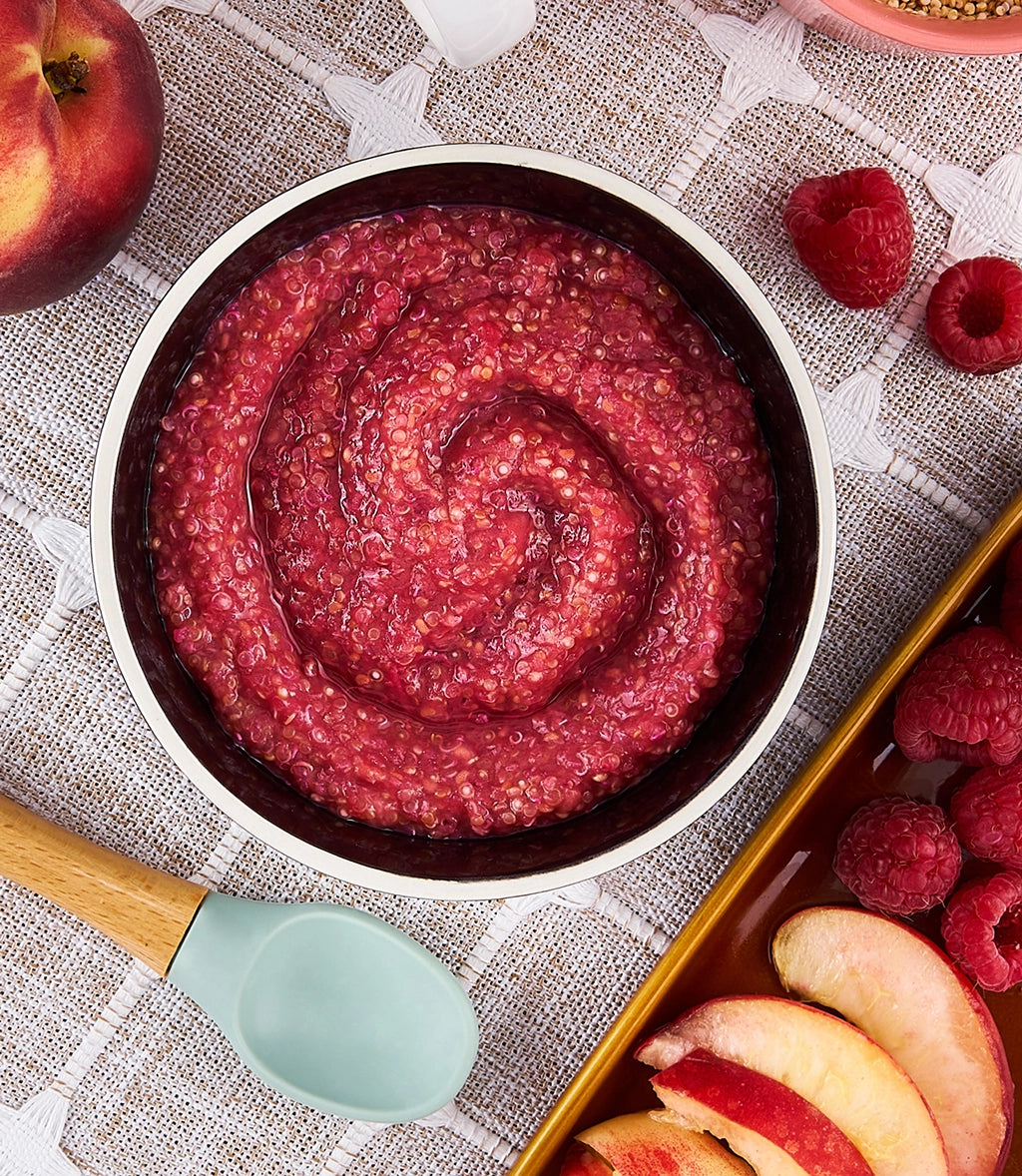 Organic Peach, Raspberry & Quinoa Baby Food Puree - Gluten-Free, Non-GMO Healthy Snack for Infants & Toddlers - Perfect for On-the-Go Meals, Daycare or Travel