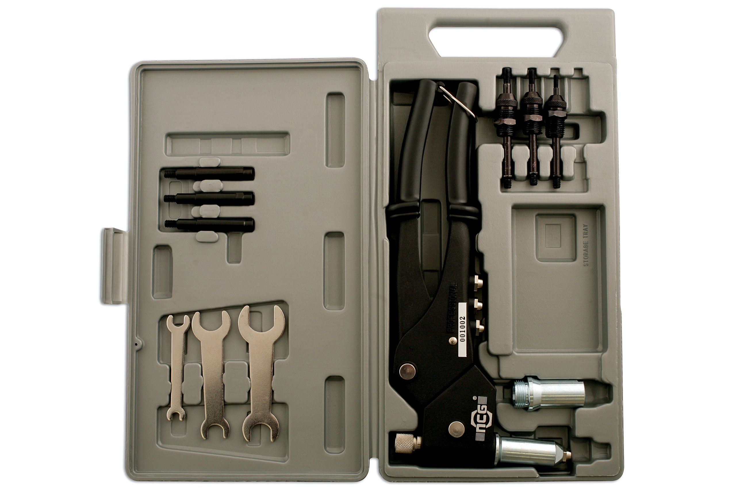 Laser 3713 Heavy Duty Riveter Set with Swivel Head - Professional Hand Rivet Gun Kit for Metal, Plastic & Leather - Perfect for DIY, Automotive & Home Repairs