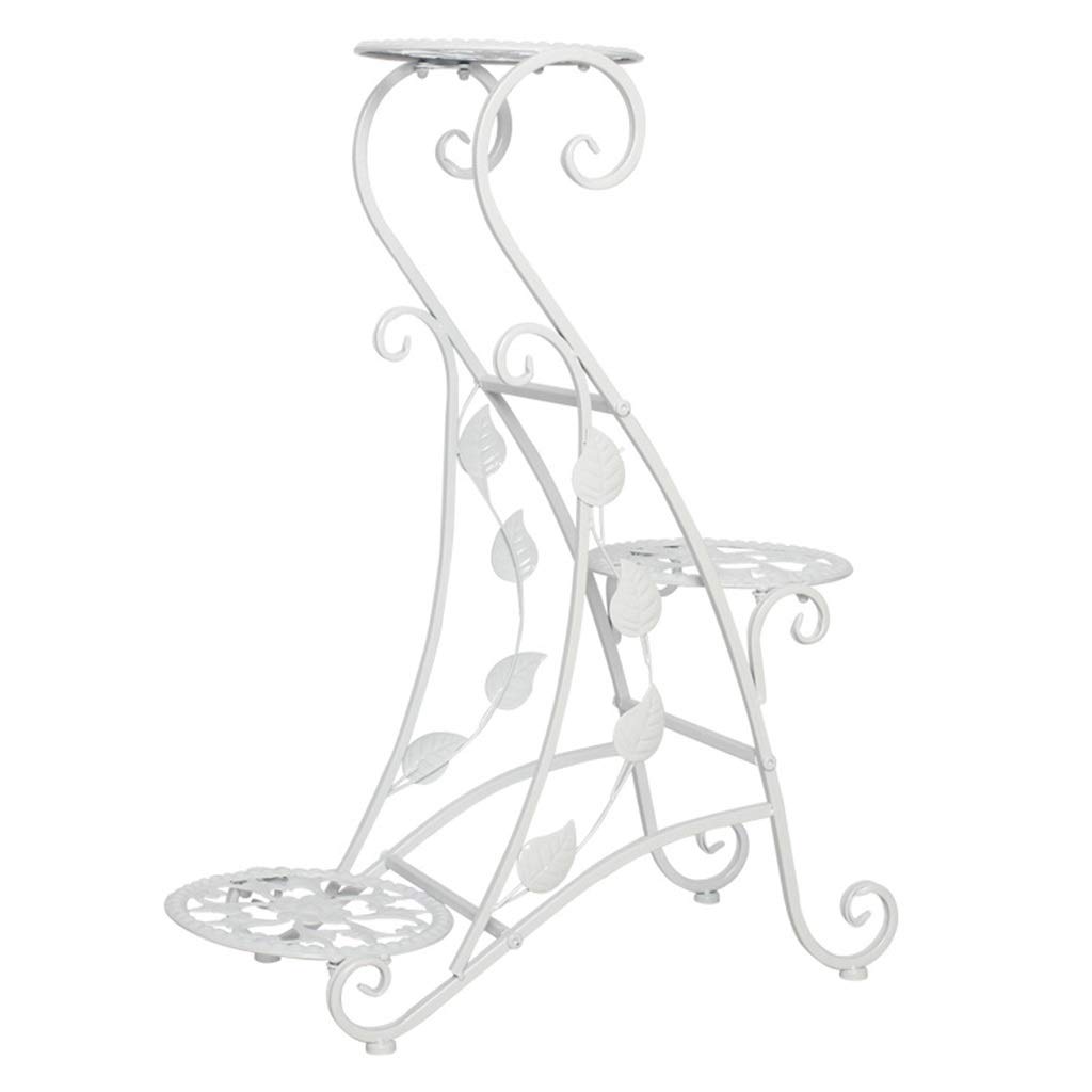 3-Tier Metal Plant Stand for Indoor & Outdoor Use - Decorative Flower Pot Holder, Garden Patio Shelf for Plants, Succulents & Home Decor (White) - Perfect for Balcony, Living Room & Backyard Decor
