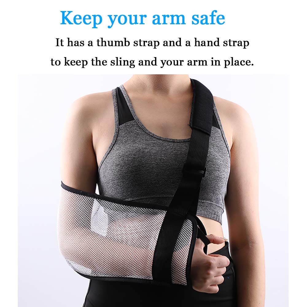 Post-Surgery Shoulder Sling - Breathable Mesh Arm Support Brace for Rotator Cuff Recovery - Adjustable Shoulder Immobilizer for Men & Women (White) - Ideal for Showering, Bathing & Daily Mobility After Shoulder Surgery