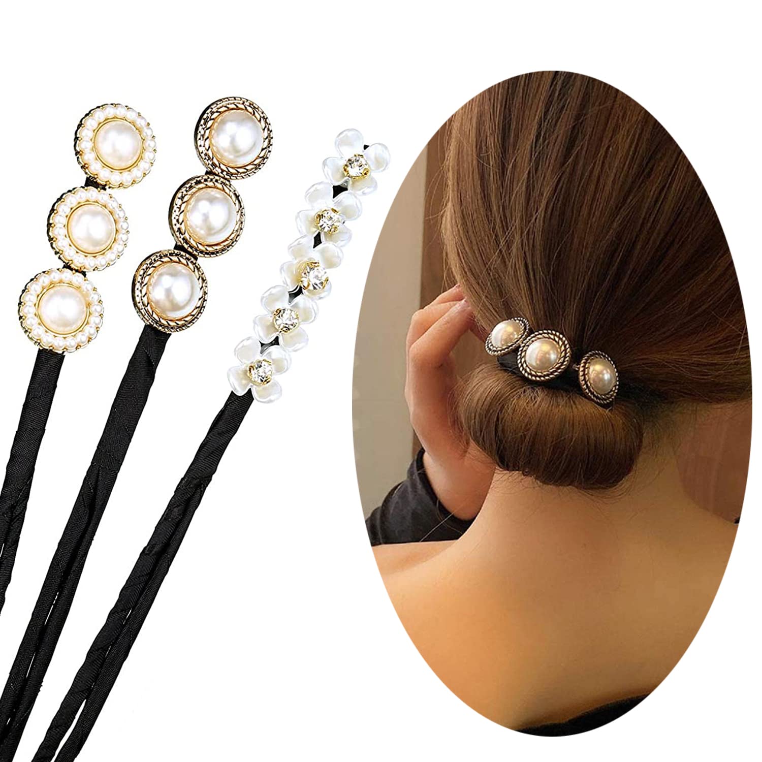 3PCS Anti-Slip Pearl Hairpins - Vintage Lazy Flower Hair Clips for Elegant Bun & Wedding Hairstyles | Perfect for Bridal, Prom, Party & Daily Hair Accessories