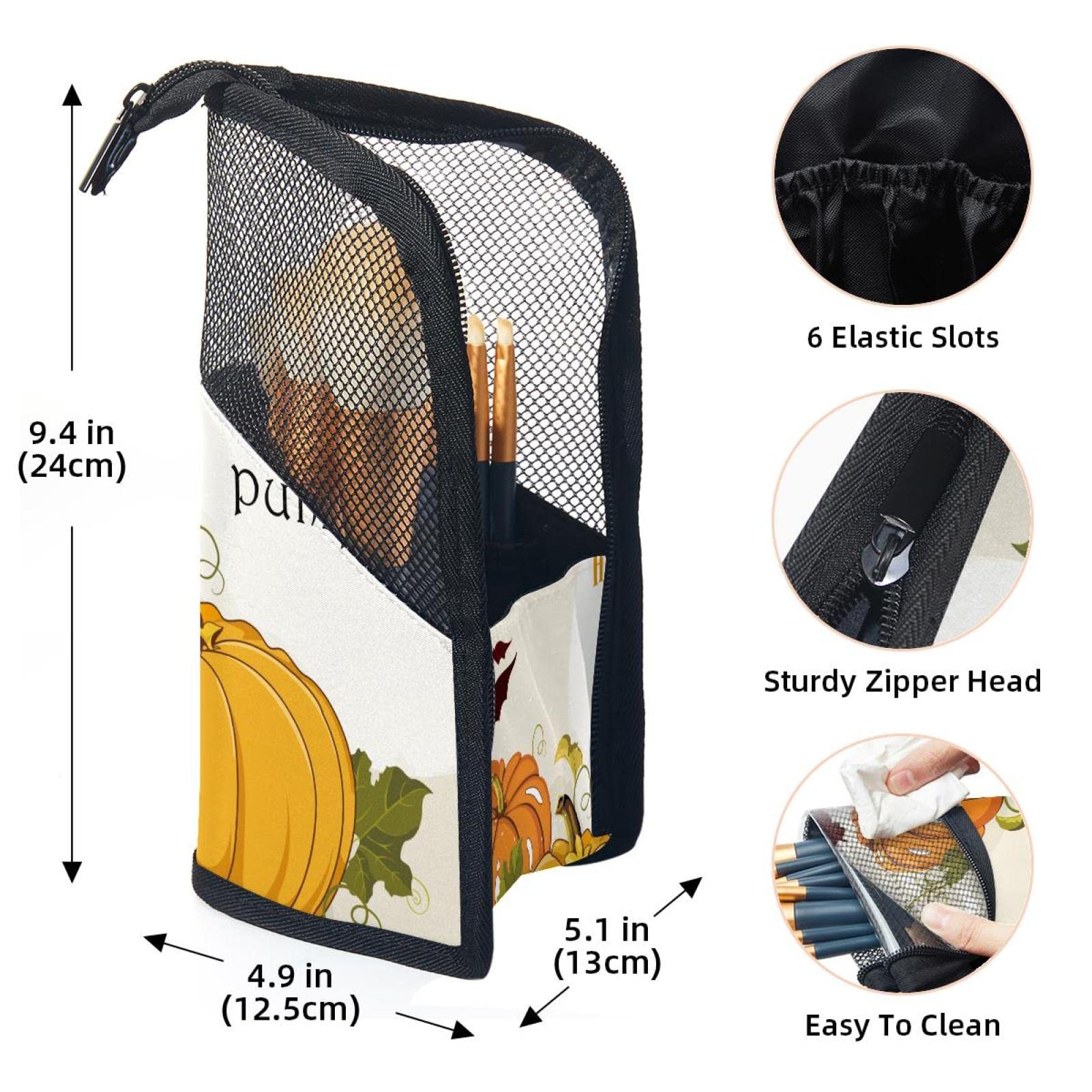 12-Piece Makeup Brush Organizer Bag with Portable Holder Case - Perfect for Halloween Pumpkin Makeup & Travel Cosmetic Storage