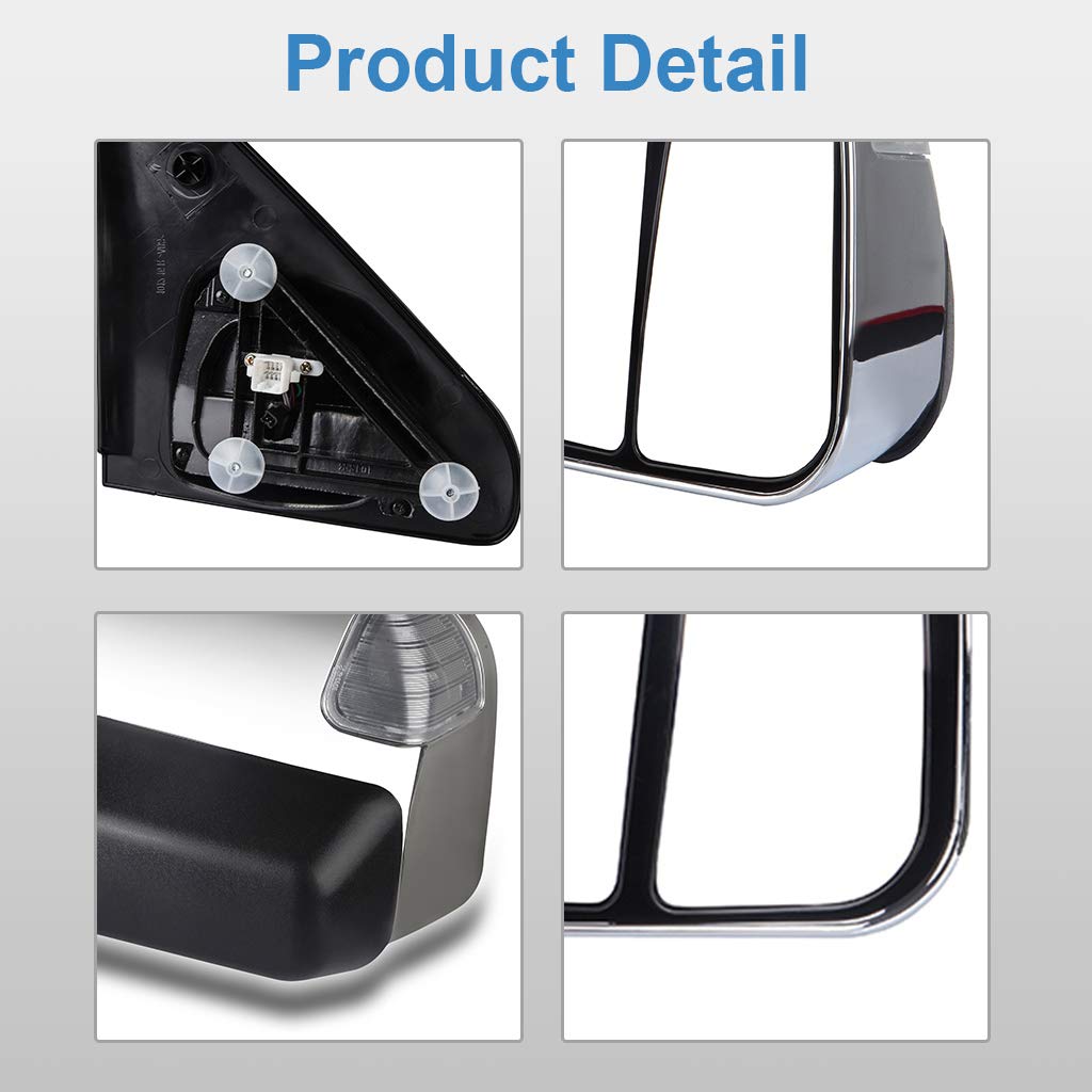 CCiyu Power Heated Towing Mirrors LH/RH for 2002-2008 Dodge Ram 1500 & 2003-2009 Ram 2500/3500 Trucks - Adjustable with Turn Signal - Perfect for Towing, Off-Roading & Winter Driving
