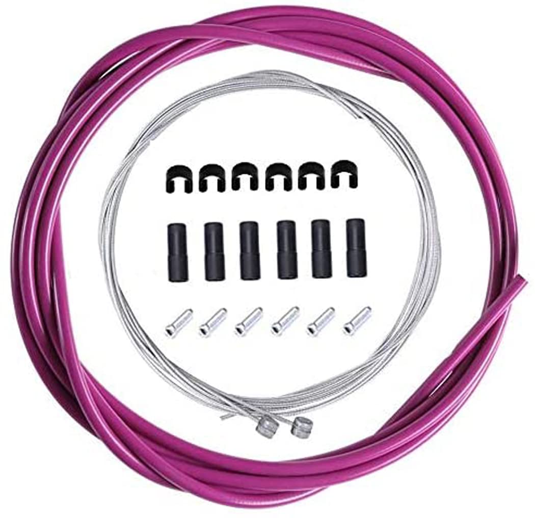 BlueSunshine Bike Brake Cable and Housing Set - 5mm Purple Brake Cable Replacement Kit for Road Bikes, Mountain Bikes & BMX | Durable Braking System for Smooth Stops on Trails, Commuting & Urban Riding