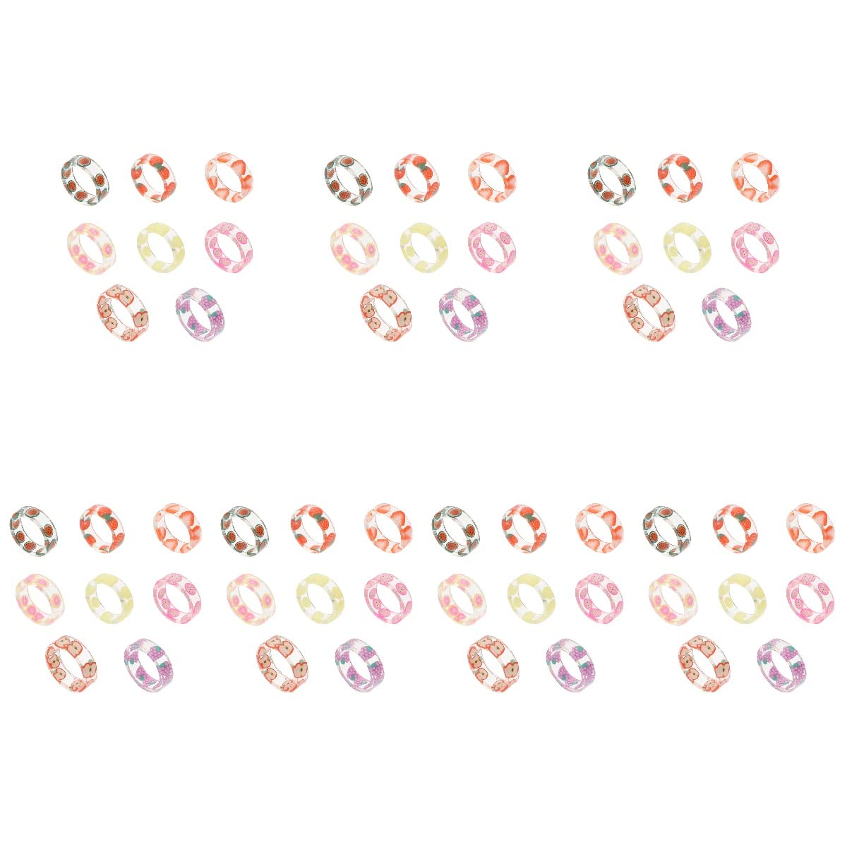 BESPORTBLE 56-Piece Fruit Pattern Resin Rings Set - Lemon & Strawberry Jewelry Making Kit for DIY Accessories, Women & Girls Fashion Rings | Perfect for Parties, Gifts, and Creative Crafting