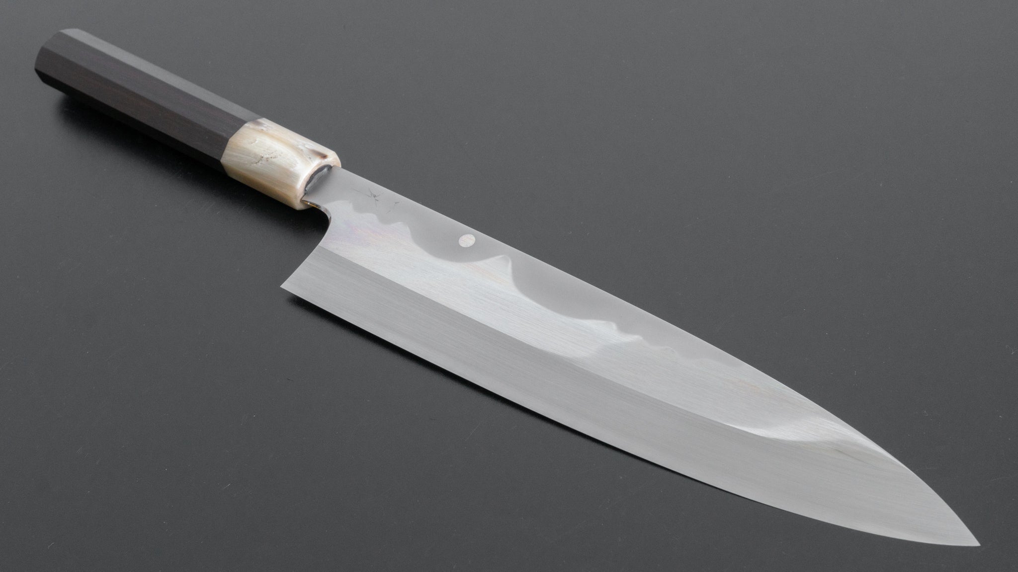 Hitohira Togashi Kyuzo White #1 Fuji Hakumon Mizu Honyaki Gyuto 240mm Japanese Chef Knife with Taihei Makassar Ebony Handle (#036/Saya) - Premium Kitchen Knife for Sushi, Sashimi & Meat Cutting