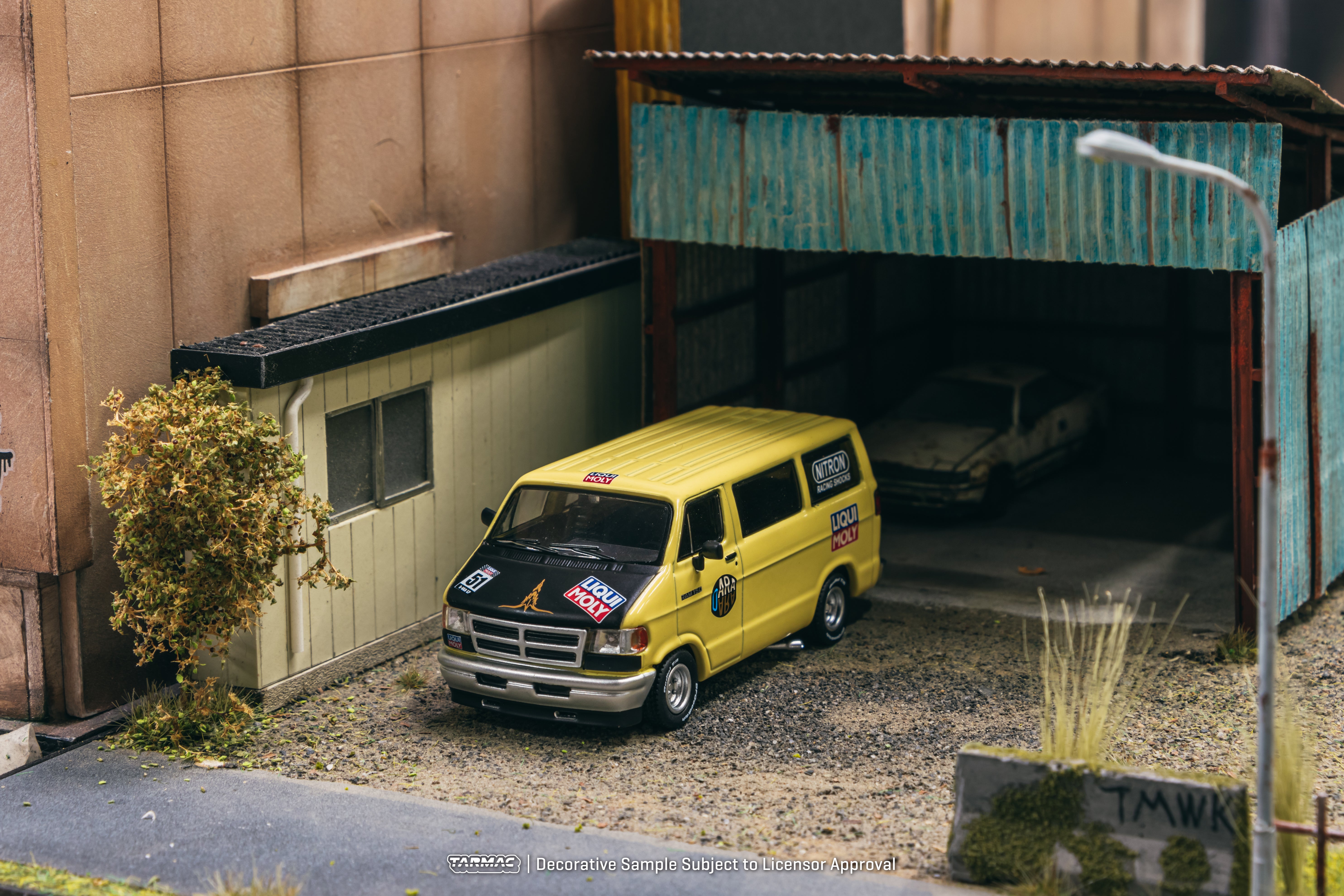 Tarmac Works 1/64 Scale Dodge Van Diecast Model Car in Yellow - Perfect for Collectors, Display & Diorama Scenes