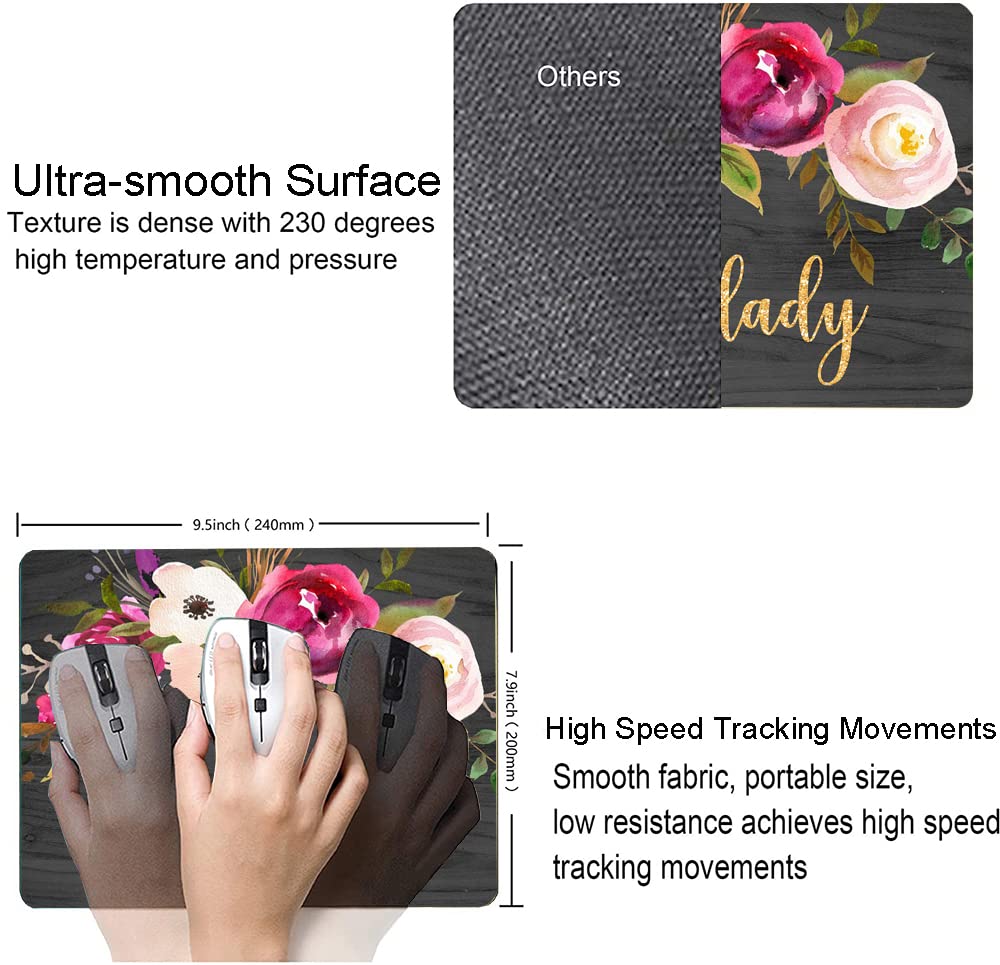 Motivational Mouse Pad for Women - Cute Boss Lady Quote Office Accessory, Non-Slip Rubber Base Computer Mousepad for Laptop & Wireless Mouse, Square Desk Pad for Work & Home Office | Perfect Gift for Professionals