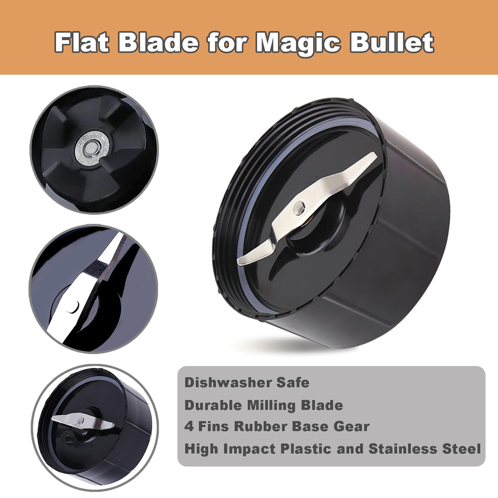 2-Piece Replacement Juicer Mixer Flat Milling Blades Set - Compatible with Magic Bullet Blender MB1001 - Perfect for Smoothies, Sauces & Food Prep