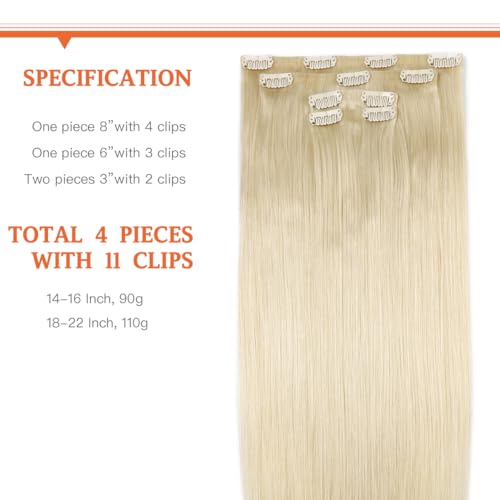 Silky Straight Clip-in Remy Human Hair Extensions for Women - 18 Inch Natural Black Hair Weft for Length & Volume - Perfect for Parties, Weddings & Daily Styling