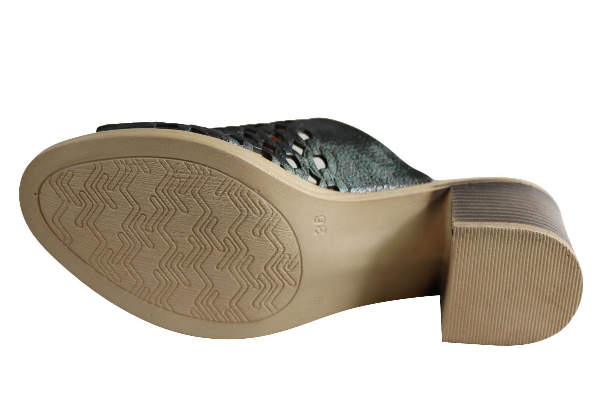Orizonte Wink Women's European Leather Mid Heel Slide Sandals - Comfortable & Stylish for Summer, Office & Casual Outings